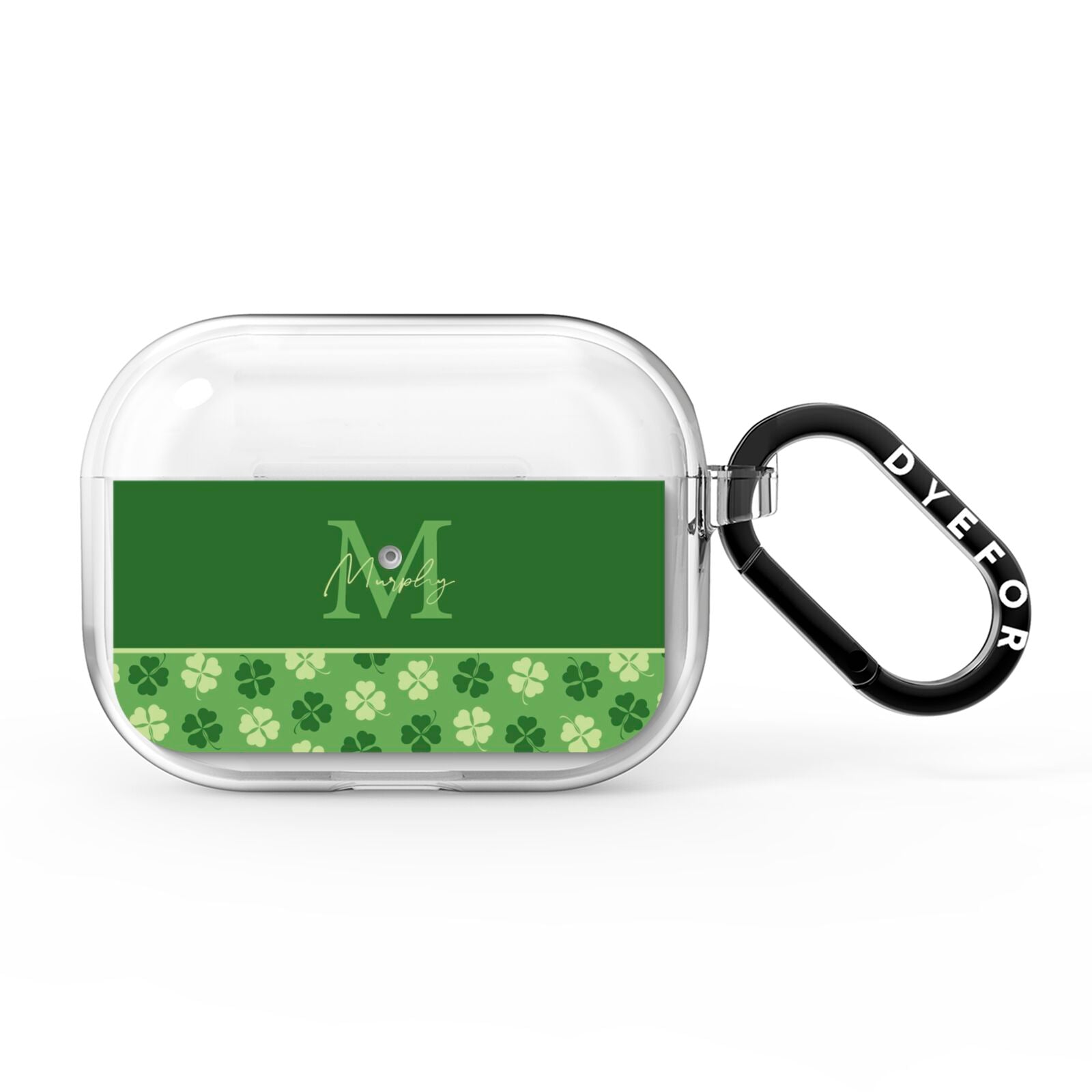 Personalised St Patricks Day Monogram AirPods Pro Clear Case