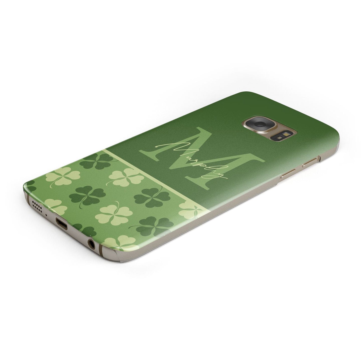 Personalised St Patricks Day Monogram Protective Samsung Galaxy Case Angled Image