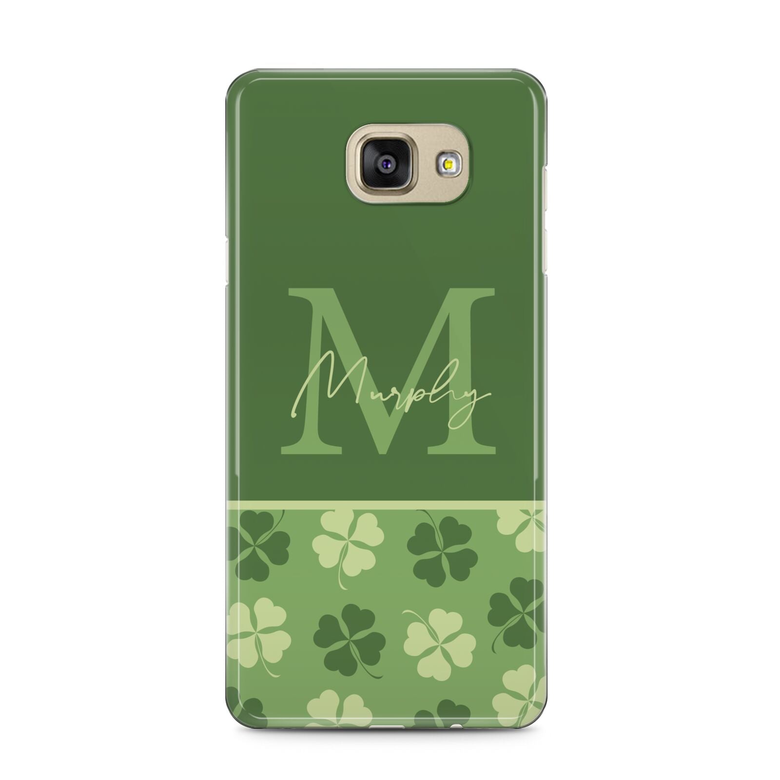 Personalised St Patricks Day Monogram Samsung Galaxy A5 2016 Case on gold phone