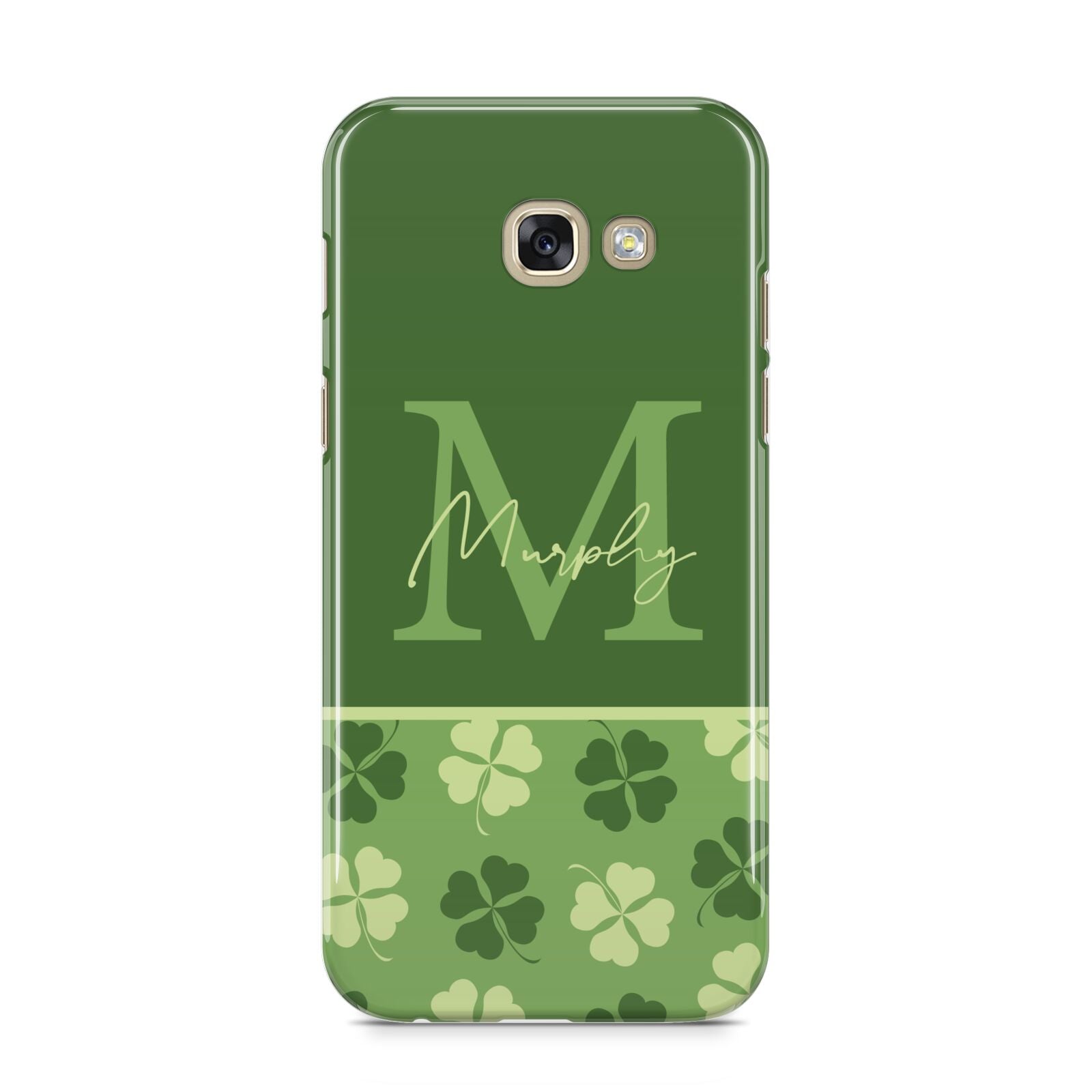 Personalised St Patricks Day Monogram Samsung Galaxy A5 2017 Case on gold phone