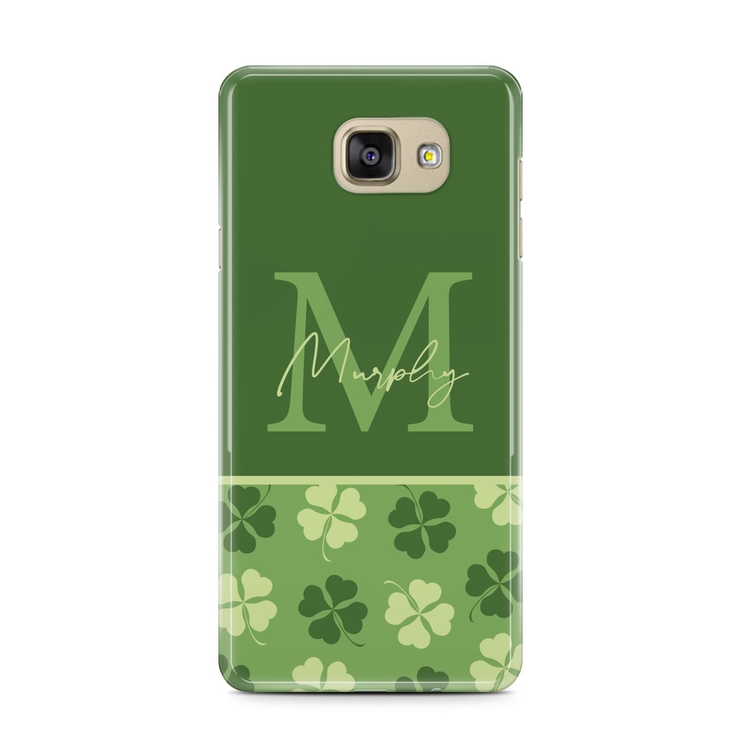 Personalised St Patricks Day Monogram Samsung Galaxy A7 2016 Case on gold phone