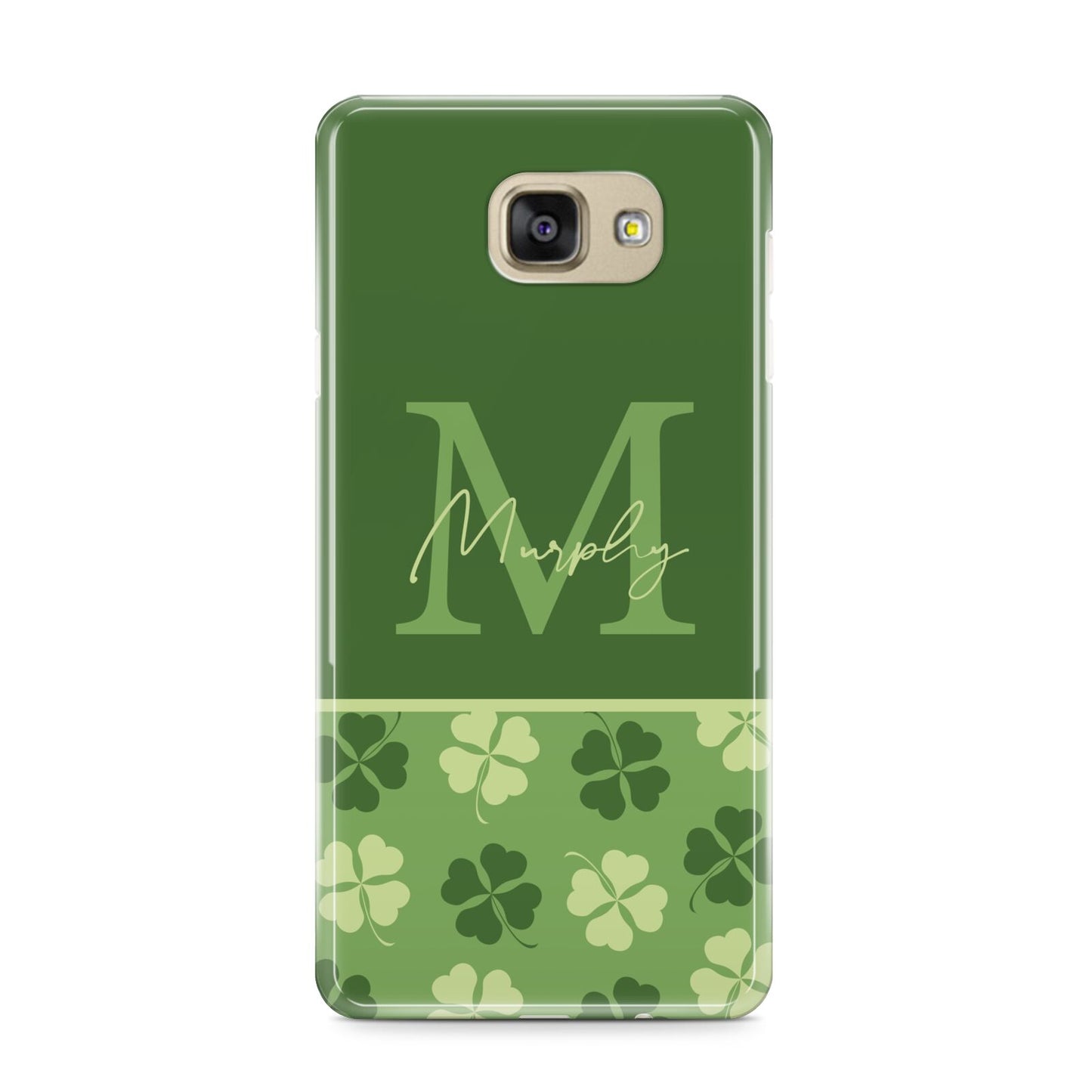 Personalised St Patricks Day Monogram Samsung Galaxy A9 2016 Case on gold phone