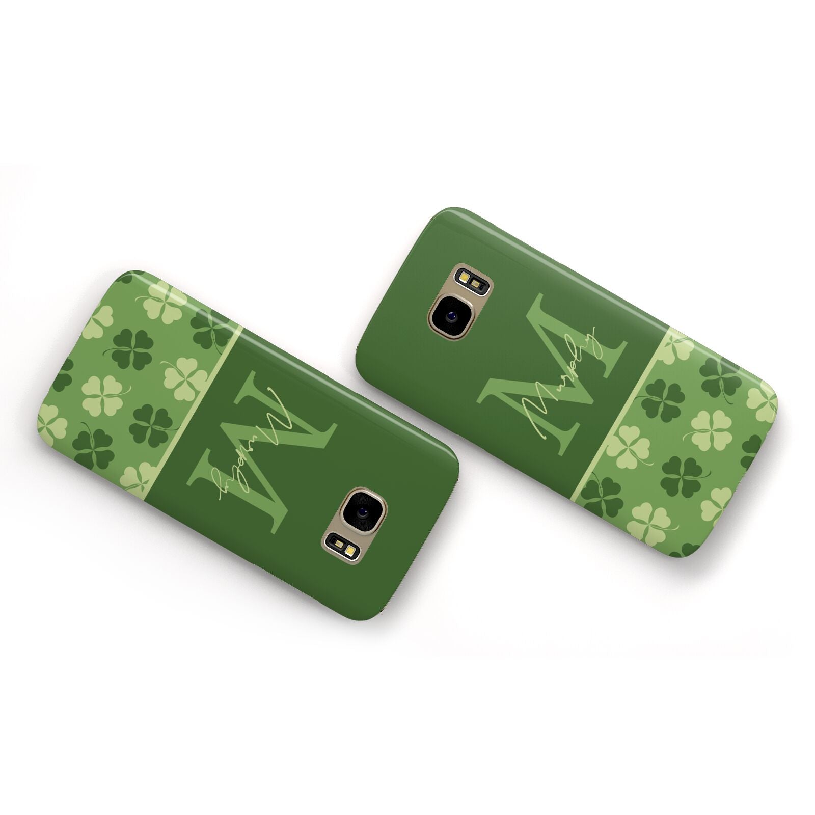 Personalised St Patricks Day Monogram Samsung Galaxy Case Flat Overview