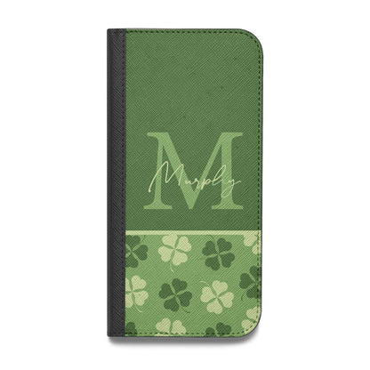 Personalised St Patricks Day Monogram Vegan Leather Flip iPhone Case