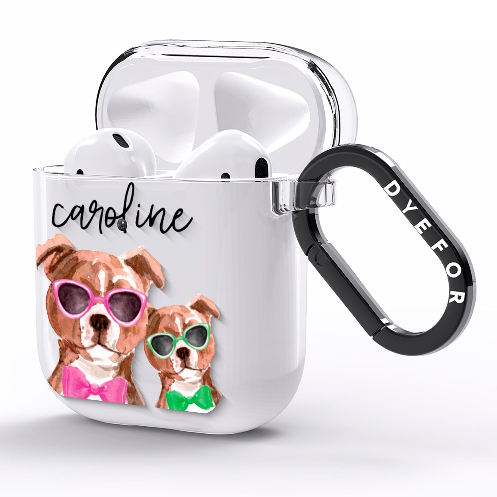 Personalised Staffordshire Bull Terrier AirPods Clear Case Side Image