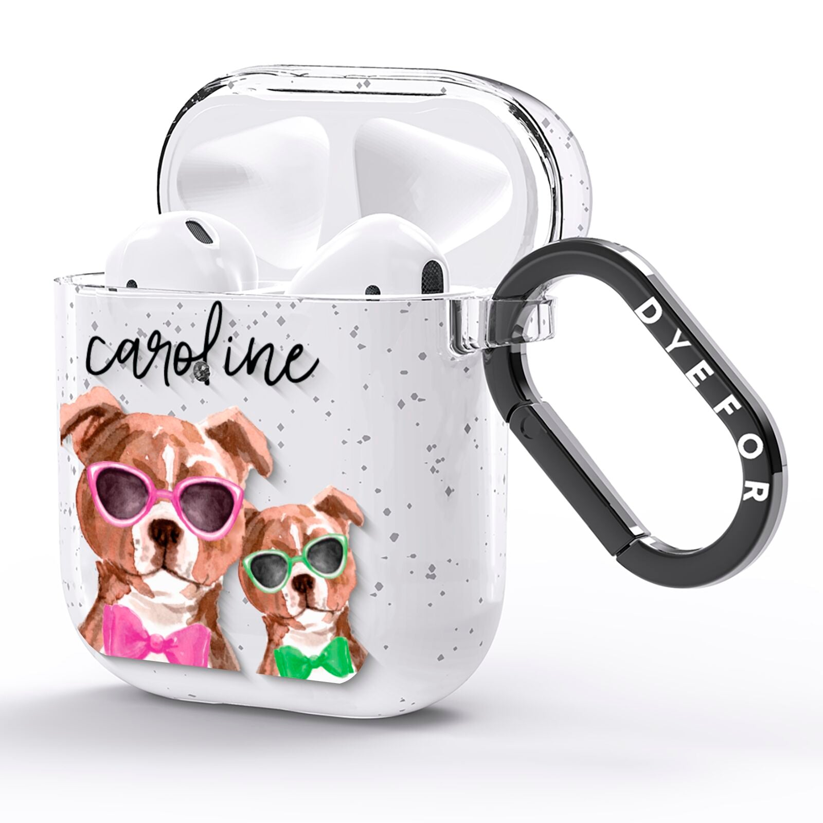 Personalised Staffordshire Bull Terrier AirPods Glitter Case Side Image