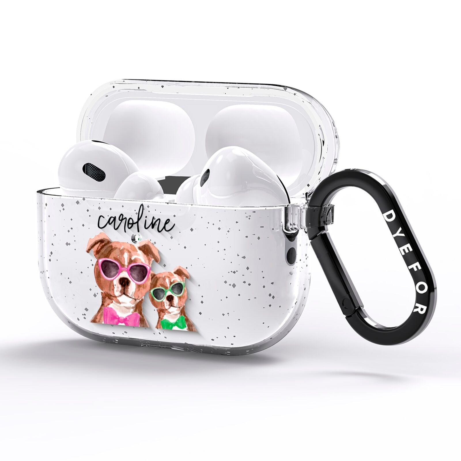 Personalised Staffordshire Bull Terrier AirPods Pro Glitter Case Side Image