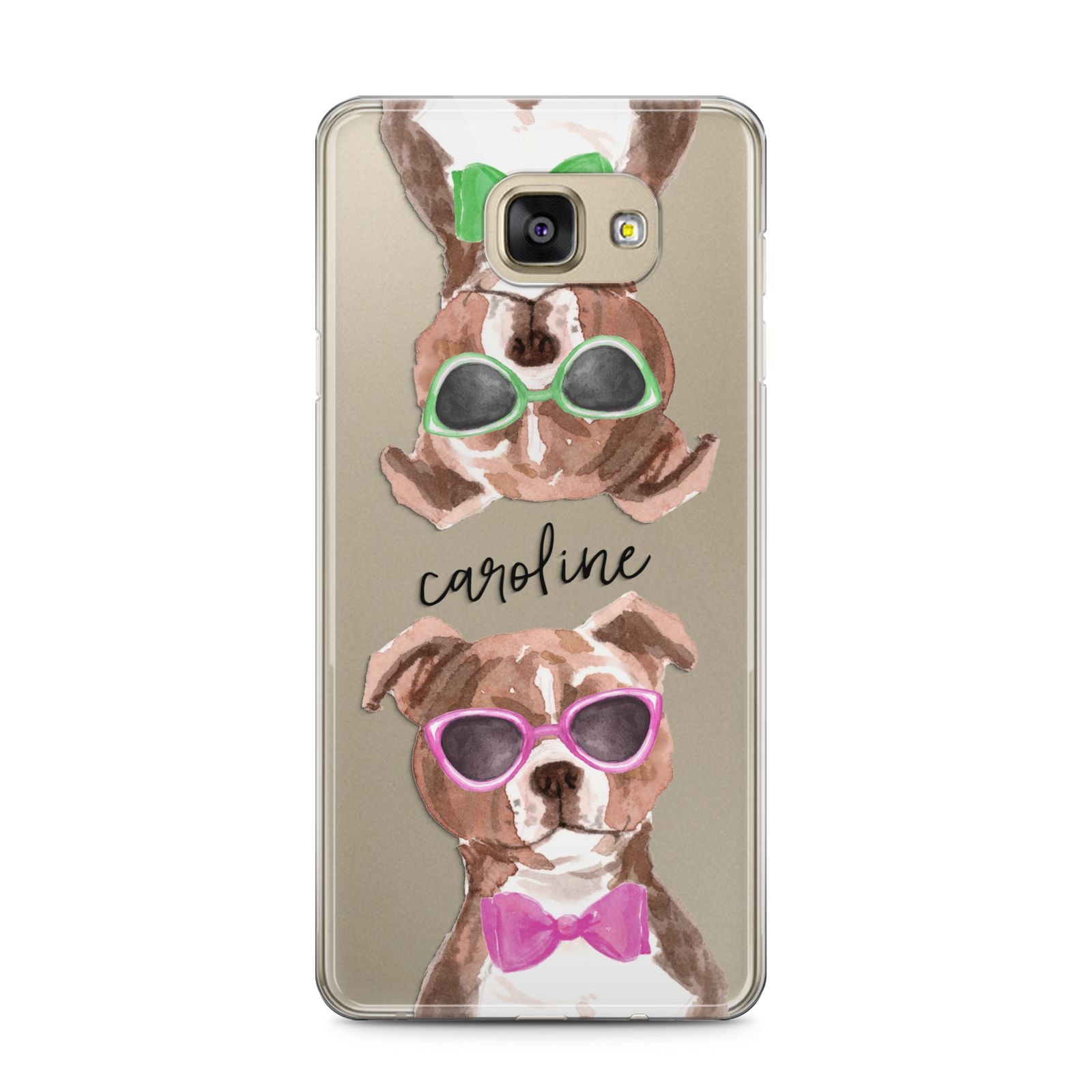 Personalised Staffordshire Bull Terrier Samsung Galaxy A5 2016 Case on gold phone