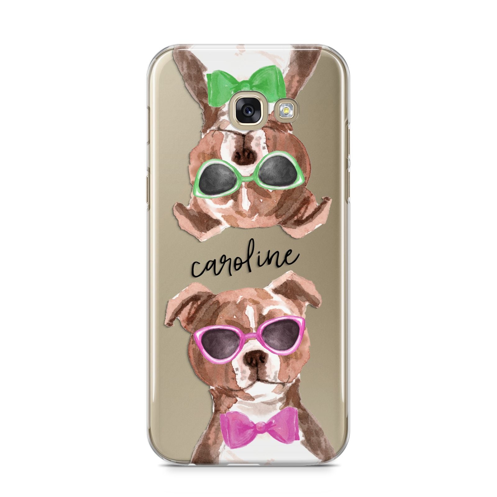 Personalised Staffordshire Bull Terrier Samsung Galaxy A5 2017 Case on gold phone