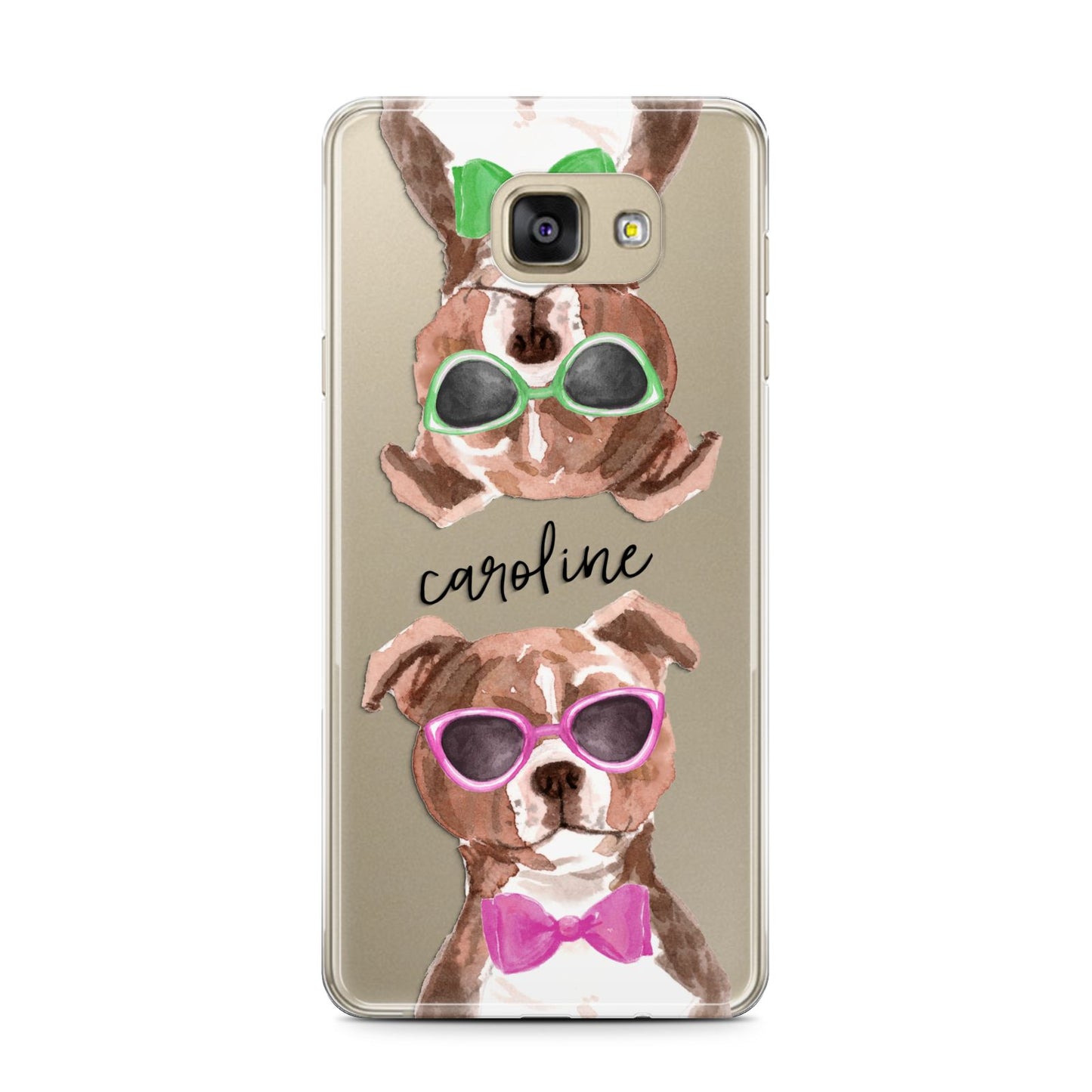 Personalised Staffordshire Bull Terrier Samsung Galaxy A7 2016 Case on gold phone