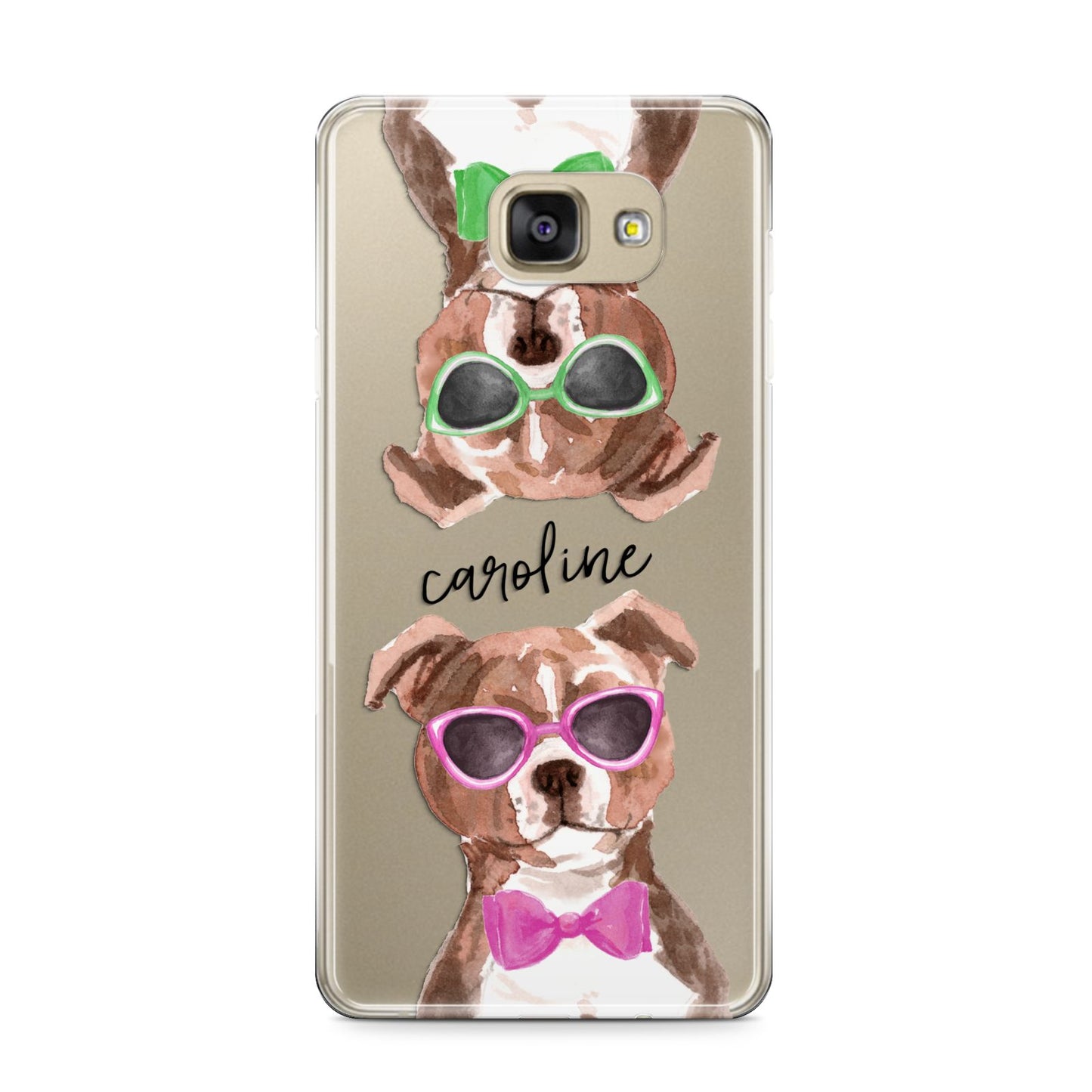 Personalised Staffordshire Bull Terrier Samsung Galaxy A9 2016 Case on gold phone