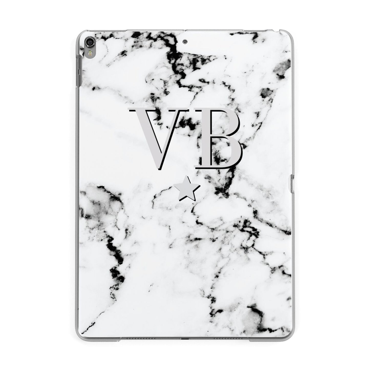 Personalised Star Marble Initialed Grey Apple iPad Grey Case