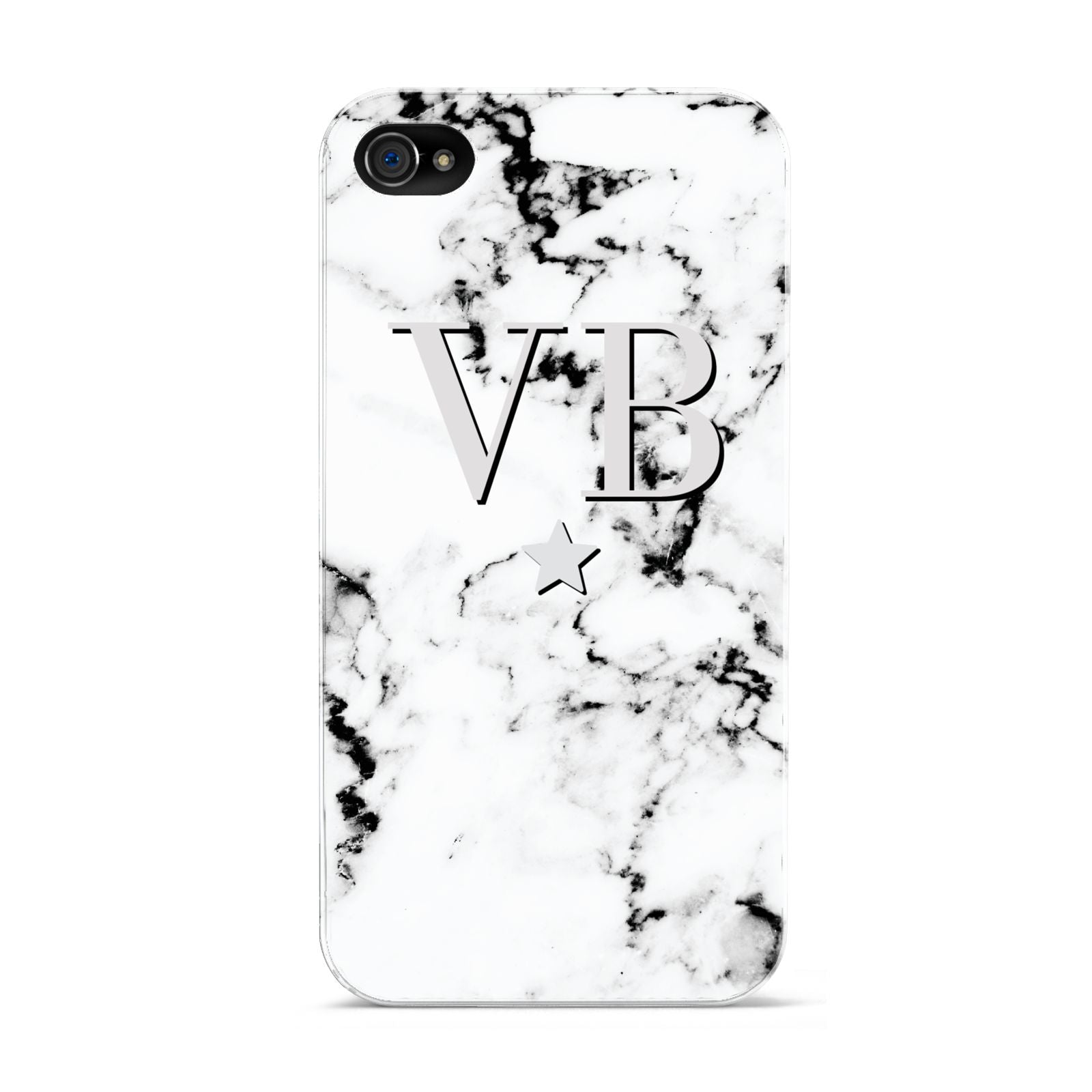 Personalised Star Marble Initialed Grey Apple iPhone 4s Case