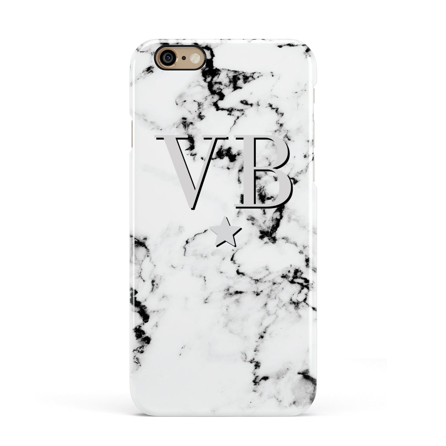 Personalised Star Marble Initialed Grey Apple iPhone 6 3D Snap Case