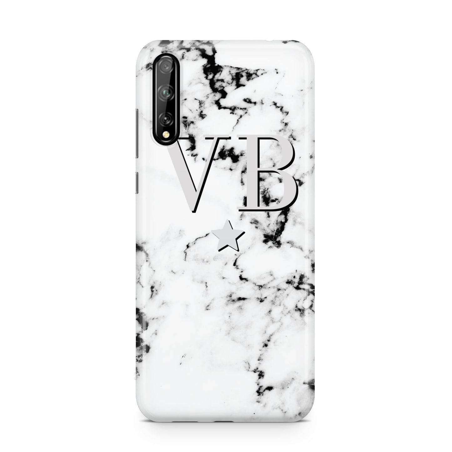 Personalised Star Marble Initialed Grey Huawei Enjoy 10s Phone Case