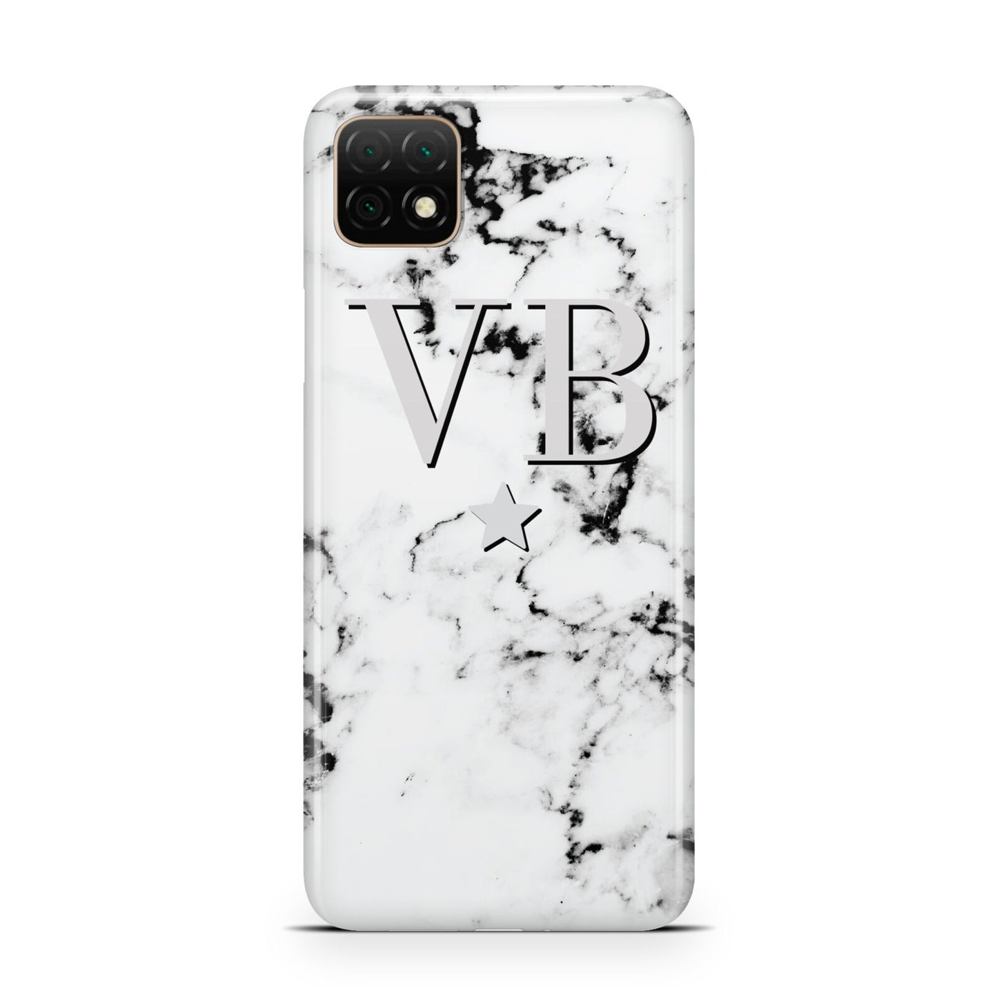 Personalised Star Marble Initialed Grey Huawei Enjoy 20 Phone Case