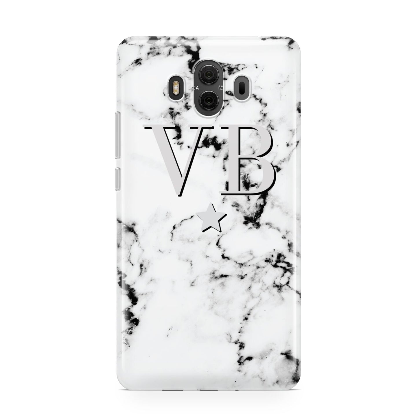 Personalised Star Marble Initialed Grey Huawei Mate 10 Protective Phone Case