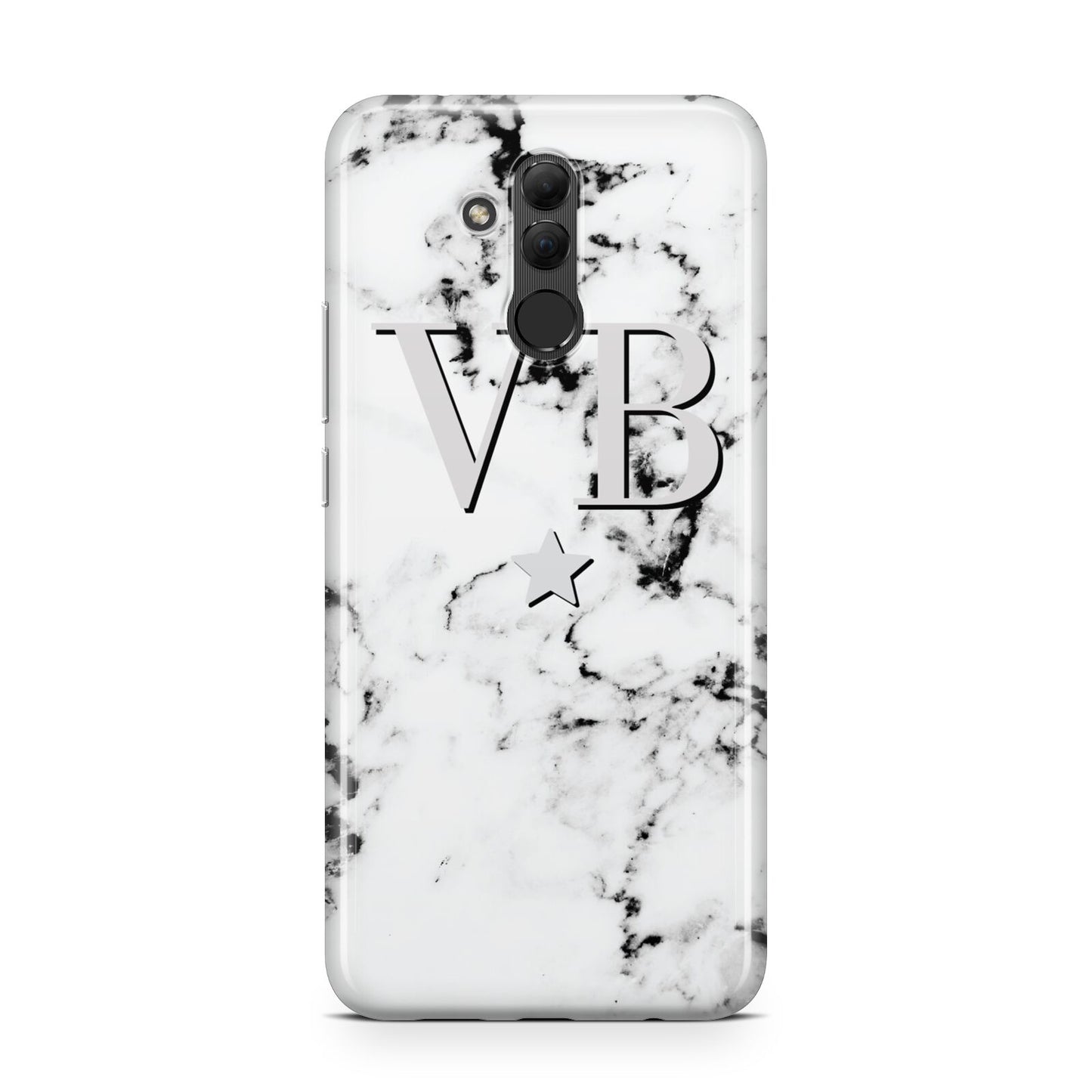 Personalised Star Marble Initialed Grey Huawei Mate 20 Lite