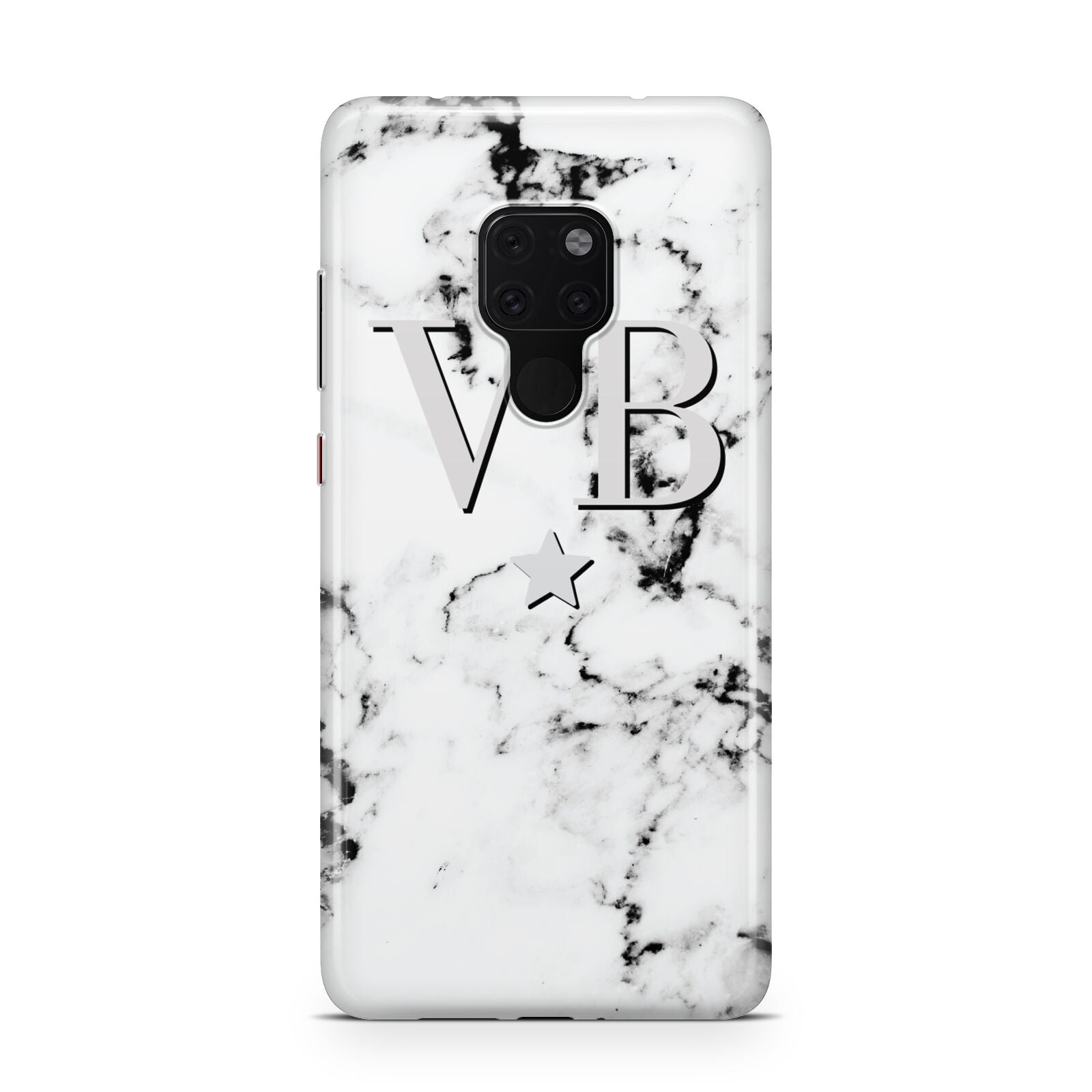 Personalised Star Marble Initialed Grey Huawei Mate 20 Phone Case