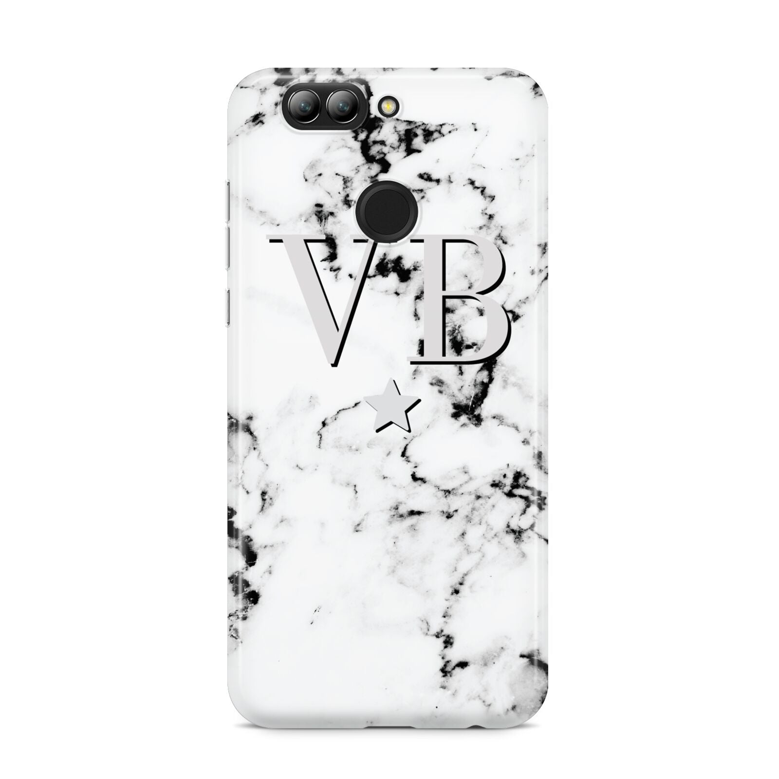 Personalised Star Marble Initialed Grey Huawei Nova 2s Phone Case