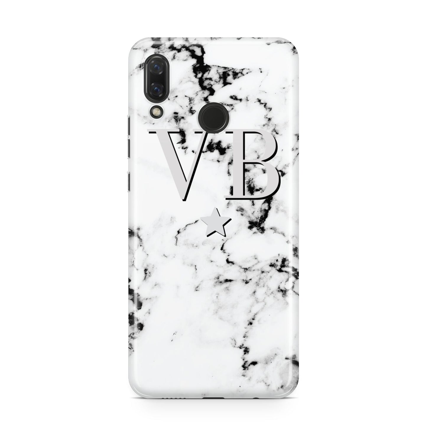 Personalised Star Marble Initialed Grey Huawei Nova 3 Phone Case