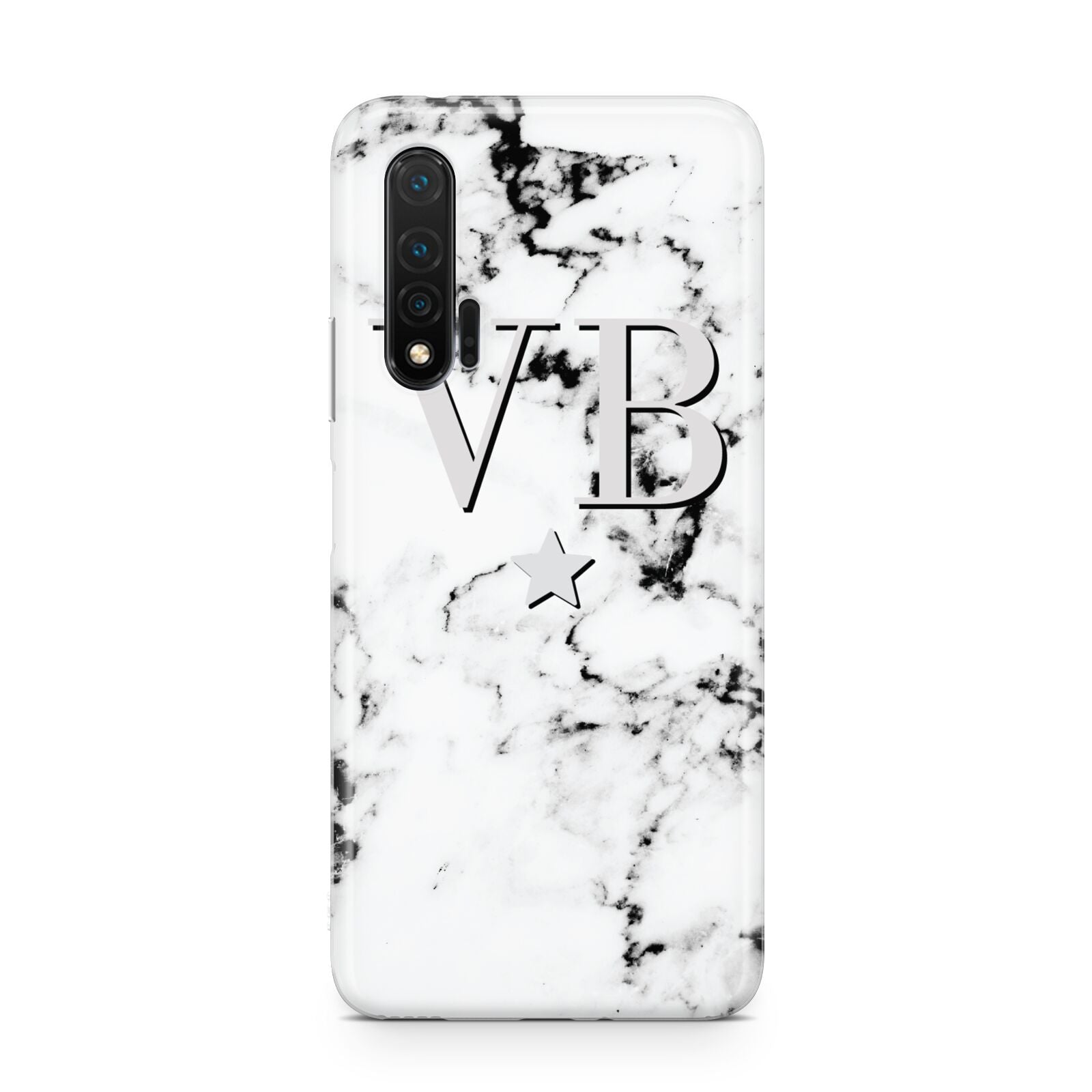 Personalised Star Marble Initialed Grey Huawei Nova 6 Phone Case