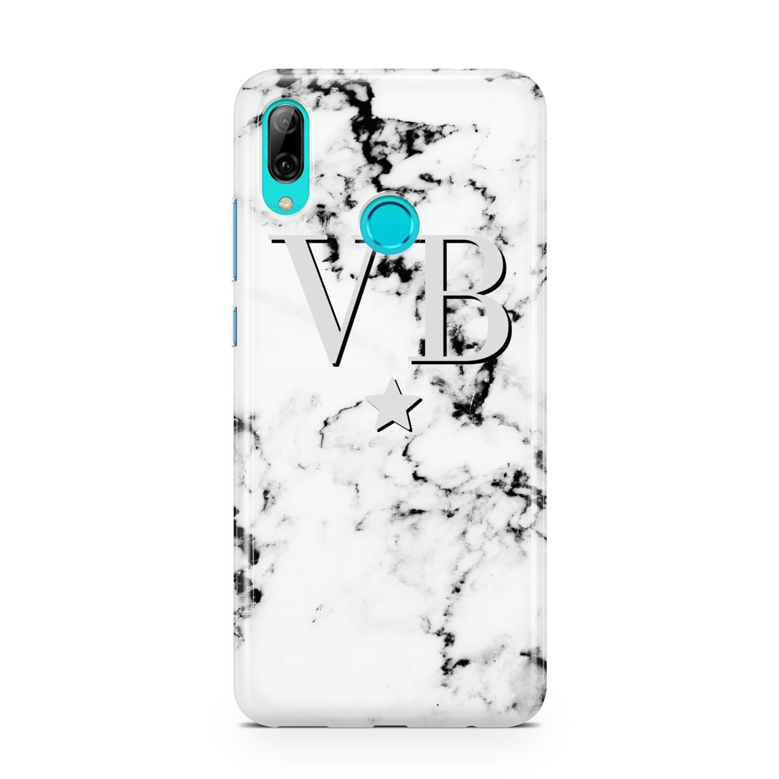 Personalised Star Marble Initialed Grey Huawei P Smart 2019 Case