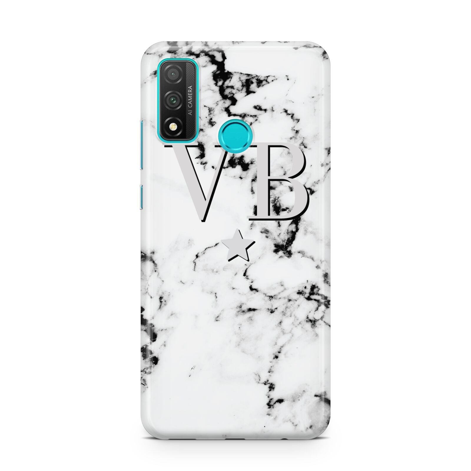 Personalised Star Marble Initialed Grey Huawei P Smart 2020