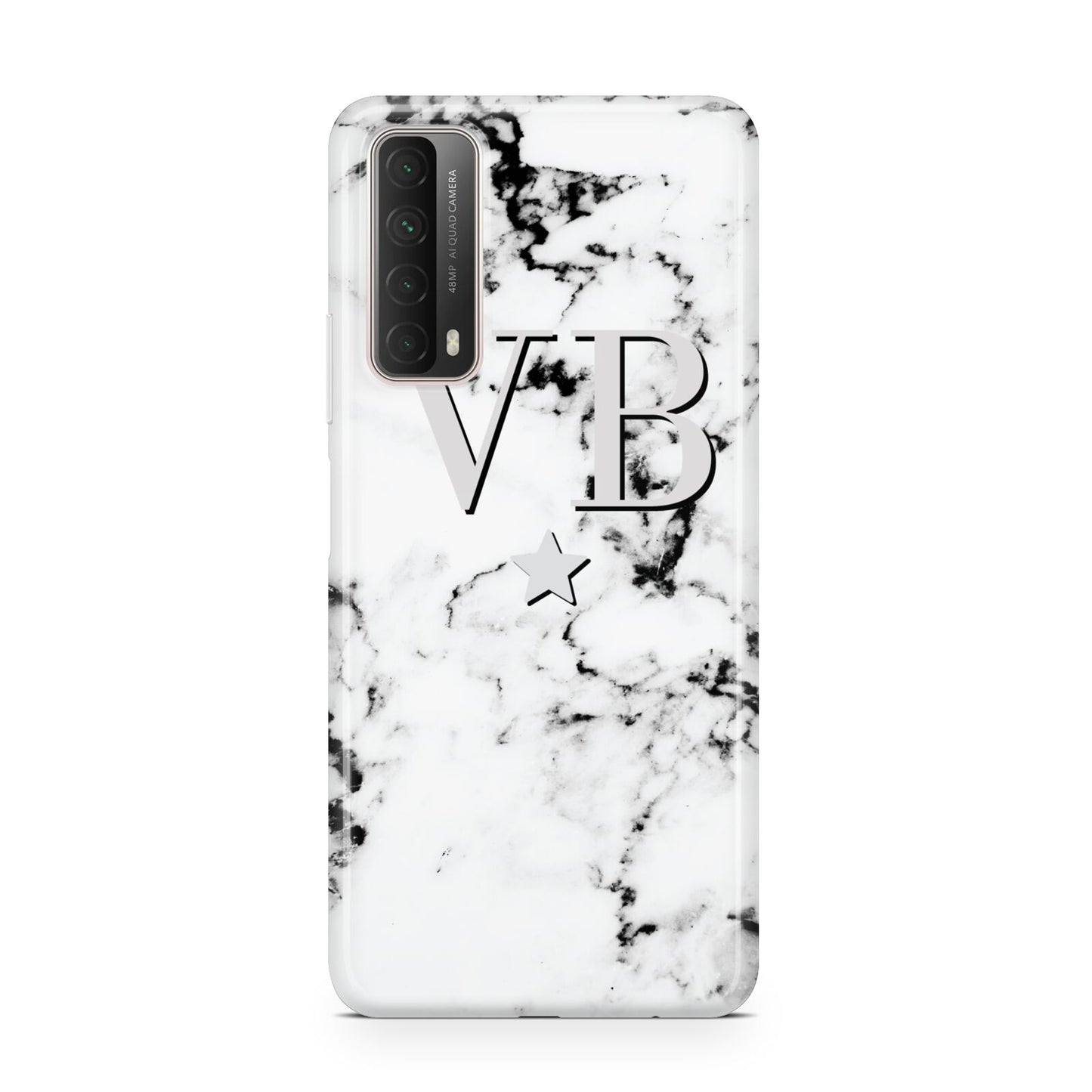 Personalised Star Marble Initialed Grey Huawei P Smart 2021