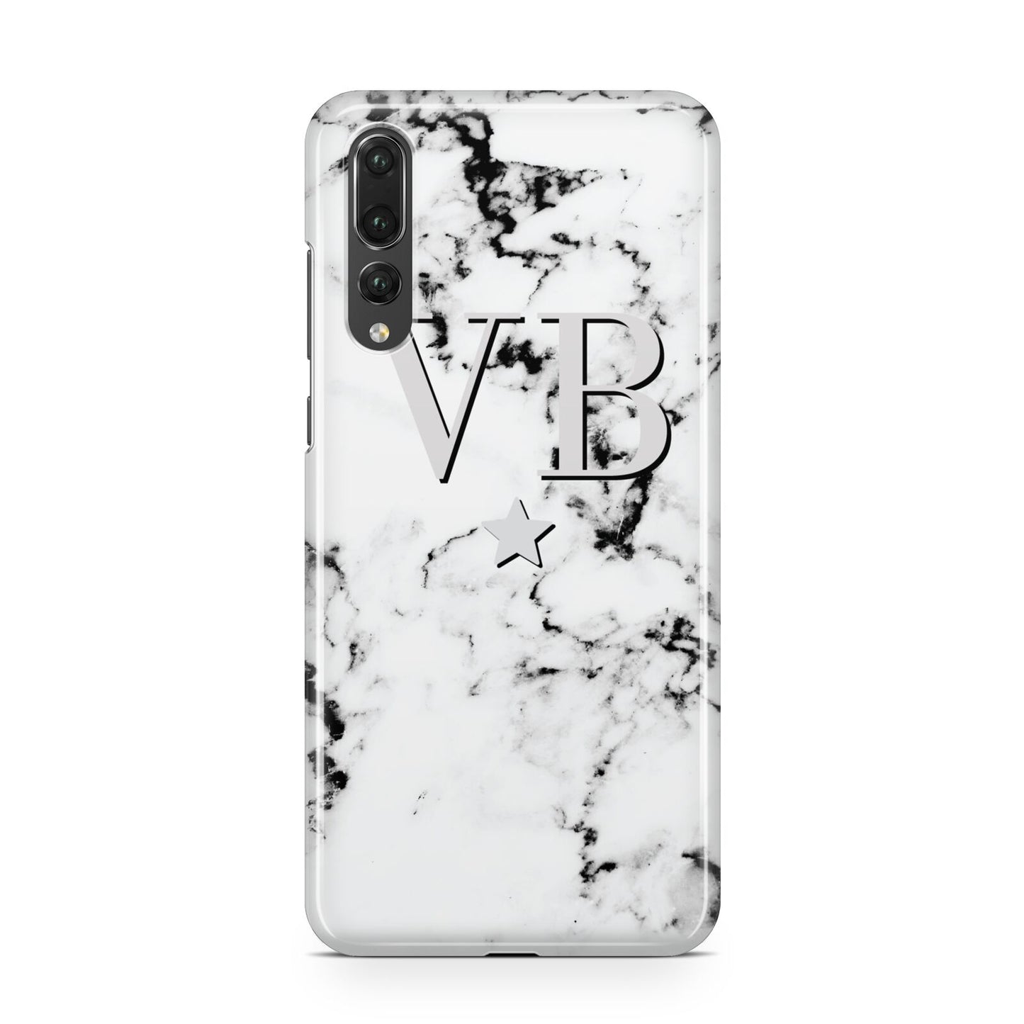 Personalised Star Marble Initialed Grey Huawei P20 Pro Phone Case