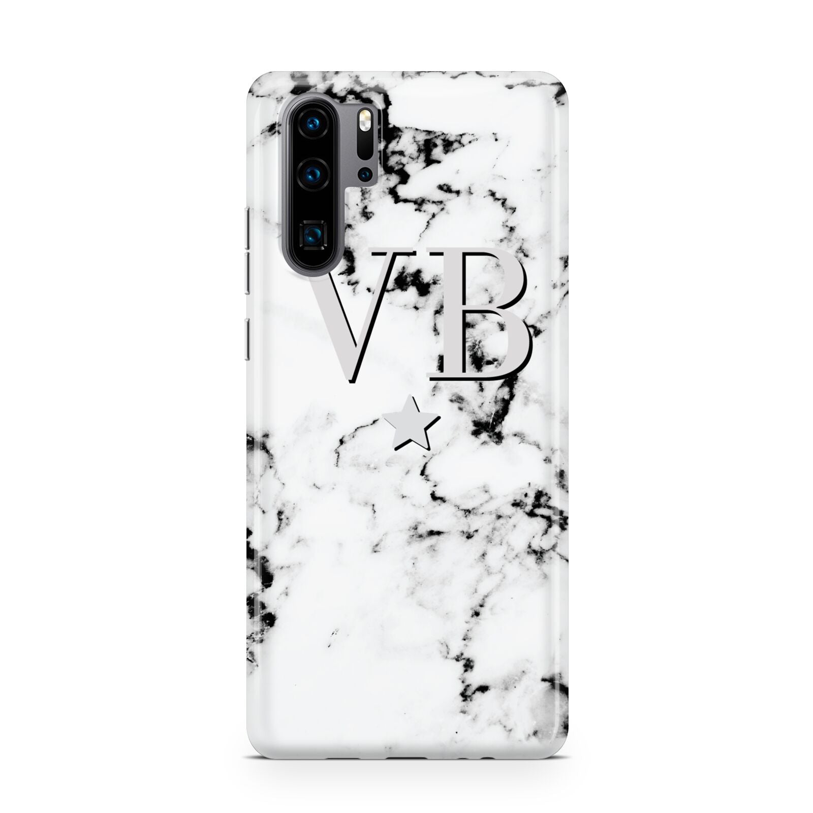 Personalised Star Marble Initialed Grey Huawei P30 Pro Phone Case