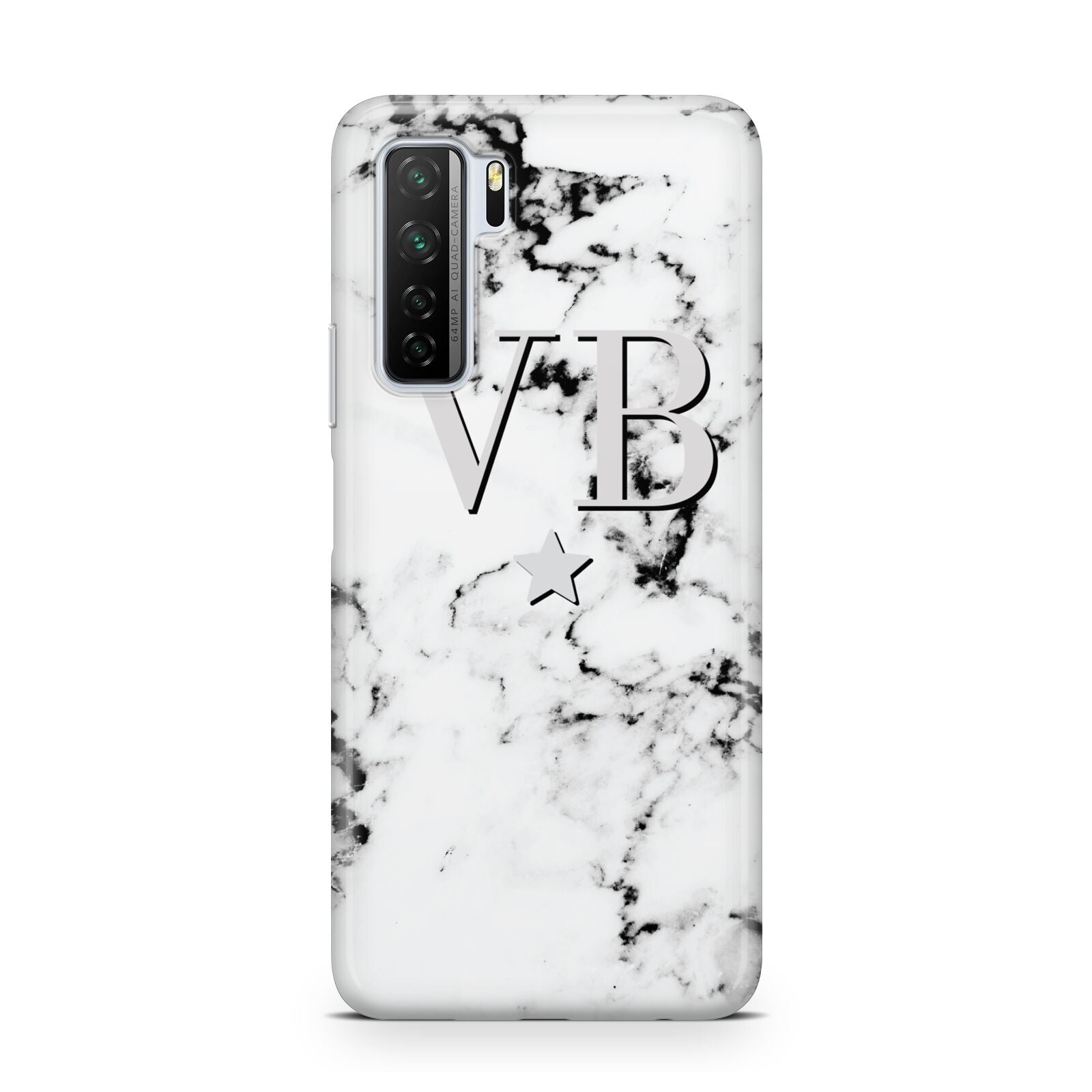 Personalised Star Marble Initialed Grey Huawei P40 Lite 5G Phone Case