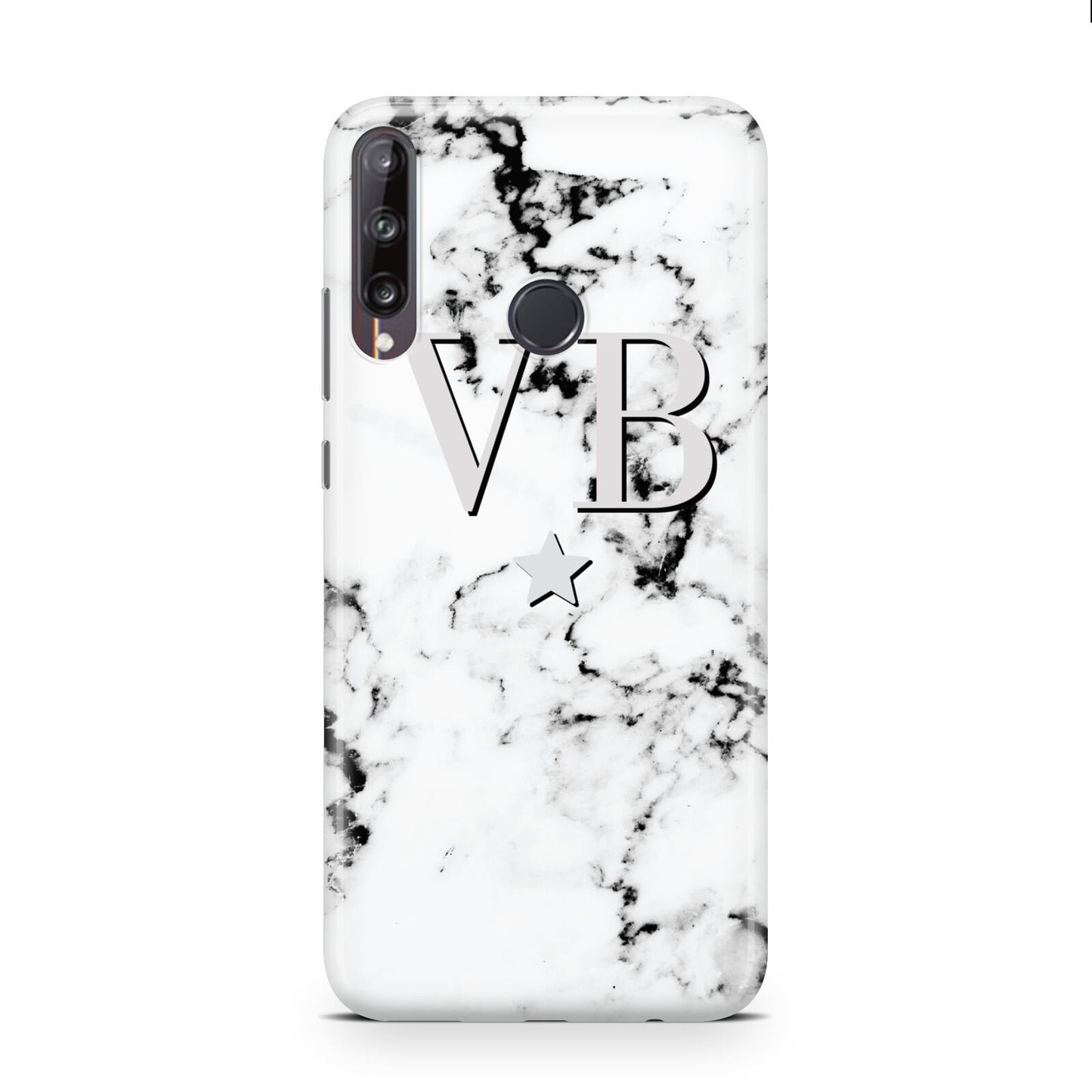 Personalised Star Marble Initialed Grey Huawei P40 Lite E Phone Case