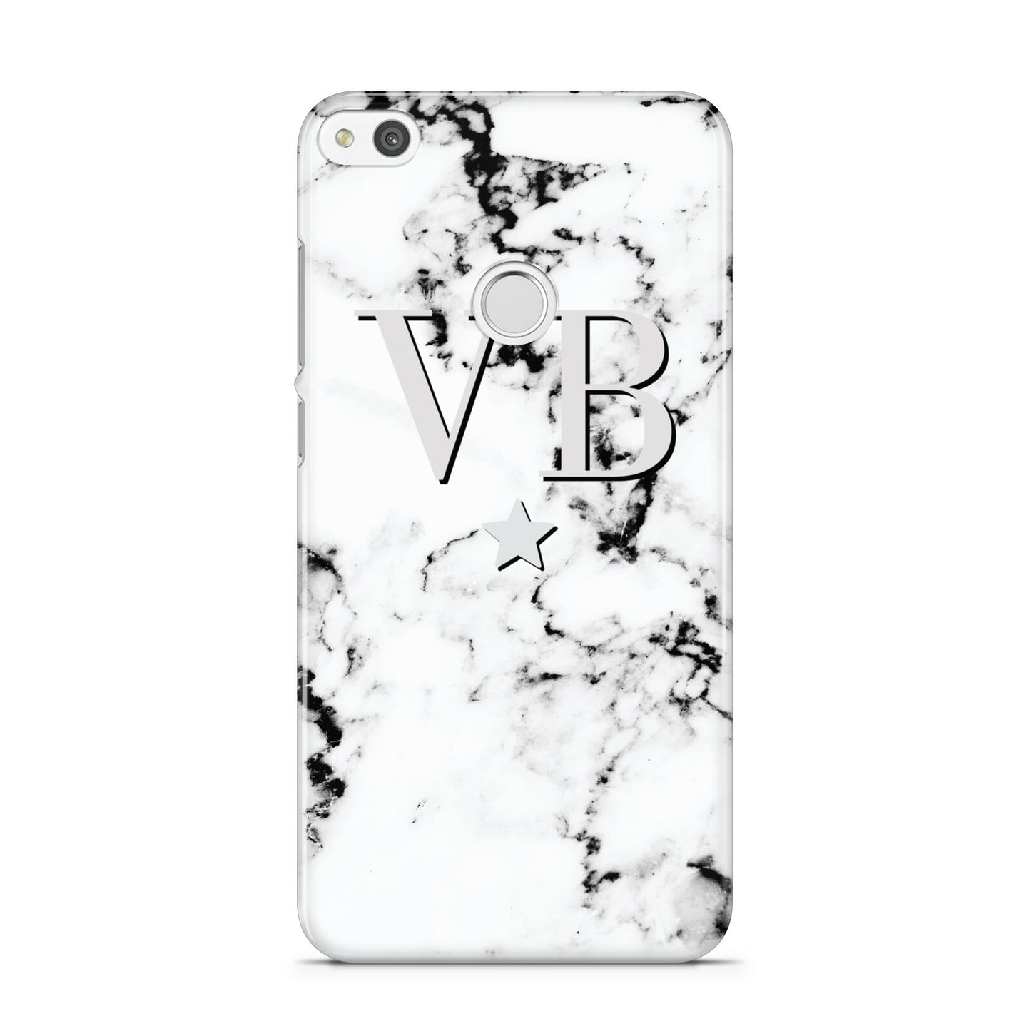 Personalised Star Marble Initialed Grey Huawei P8 Lite Case