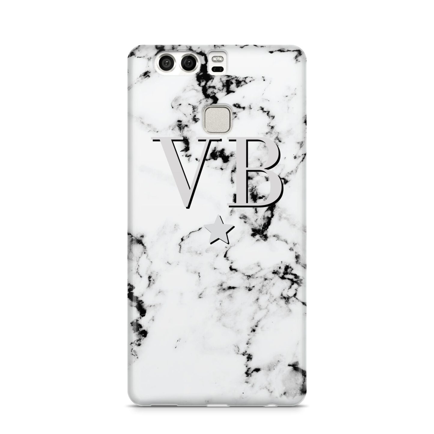 Personalised Star Marble Initialed Grey Huawei P9 Case