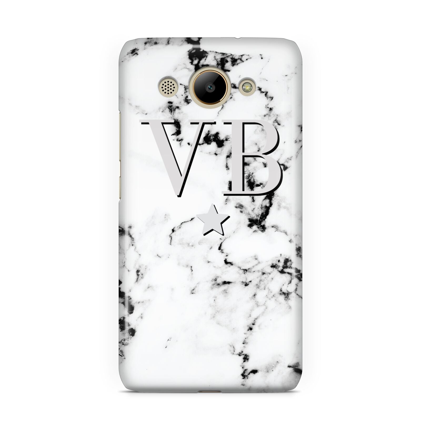 Personalised Star Marble Initialed Grey Huawei Y3 2017