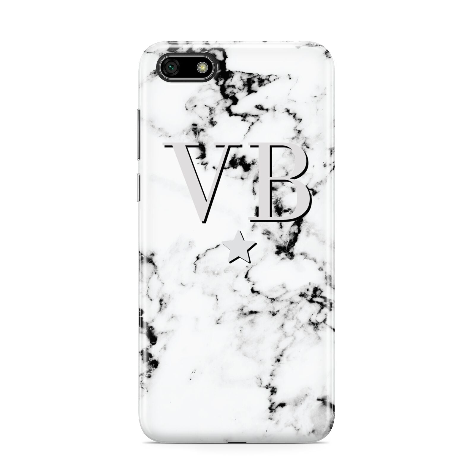 Personalised Star Marble Initialed Grey Huawei Y5 Prime 2018 Phone Case