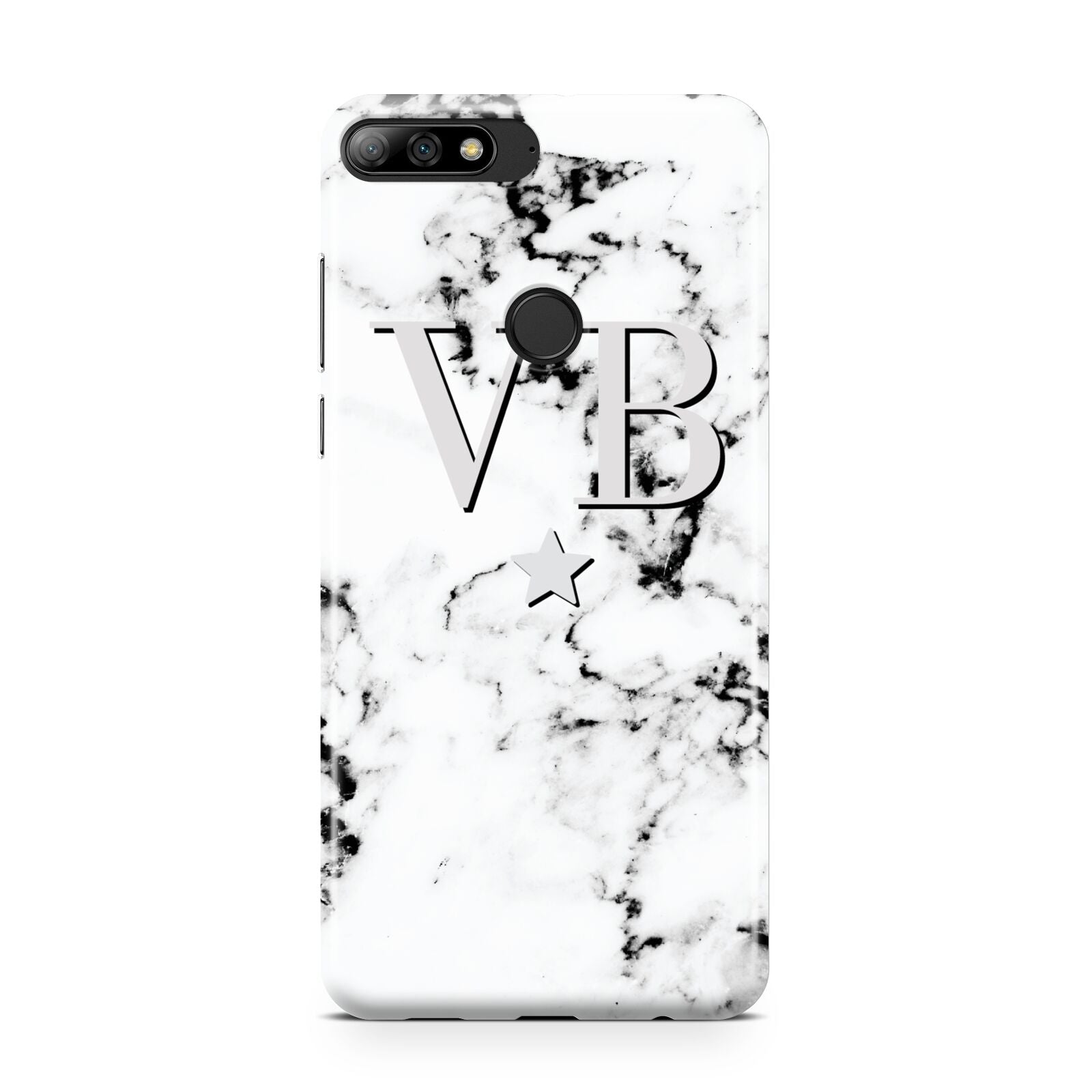 Personalised Star Marble Initialed Grey Huawei Y7 2018