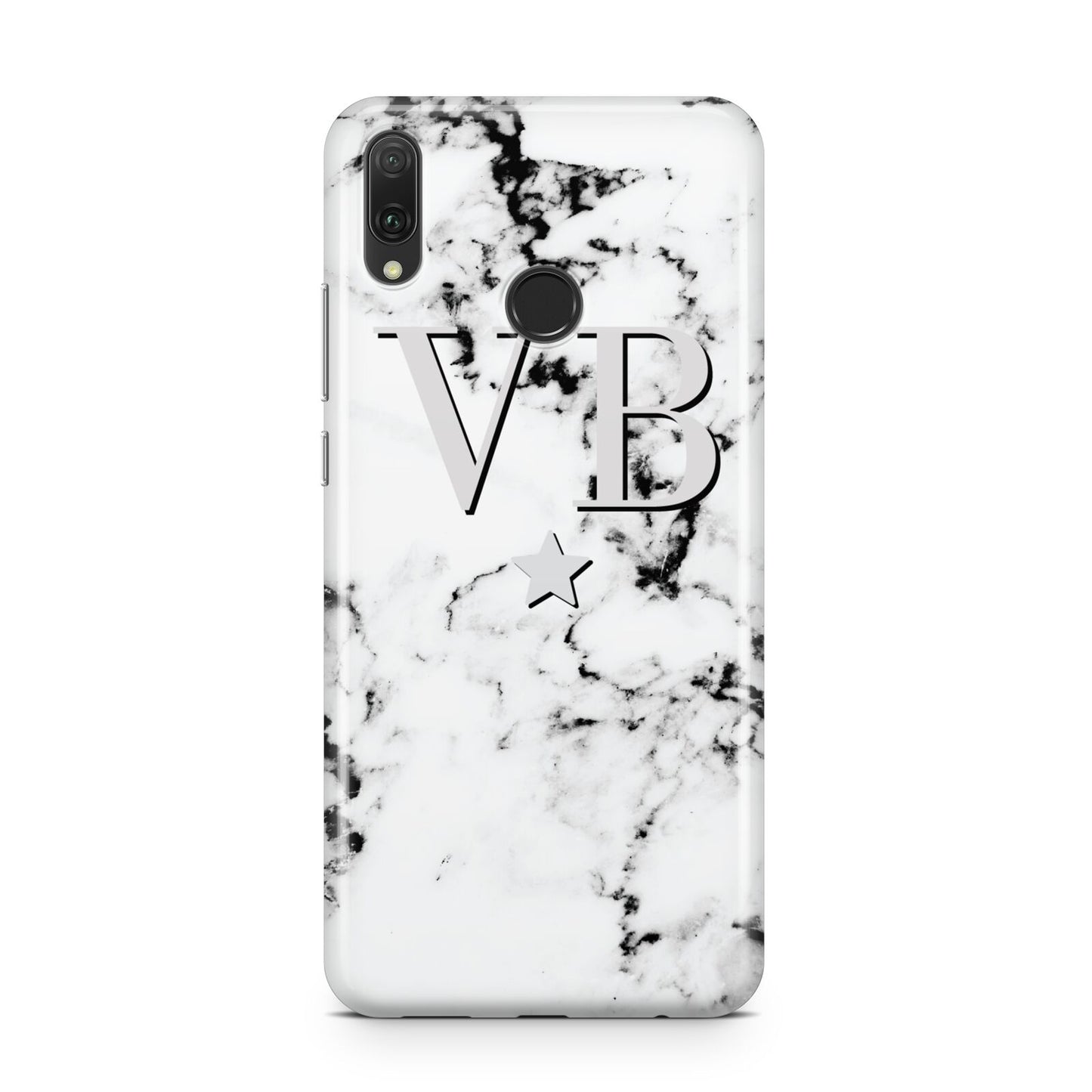 Personalised Star Marble Initialed Grey Huawei Y9 2019