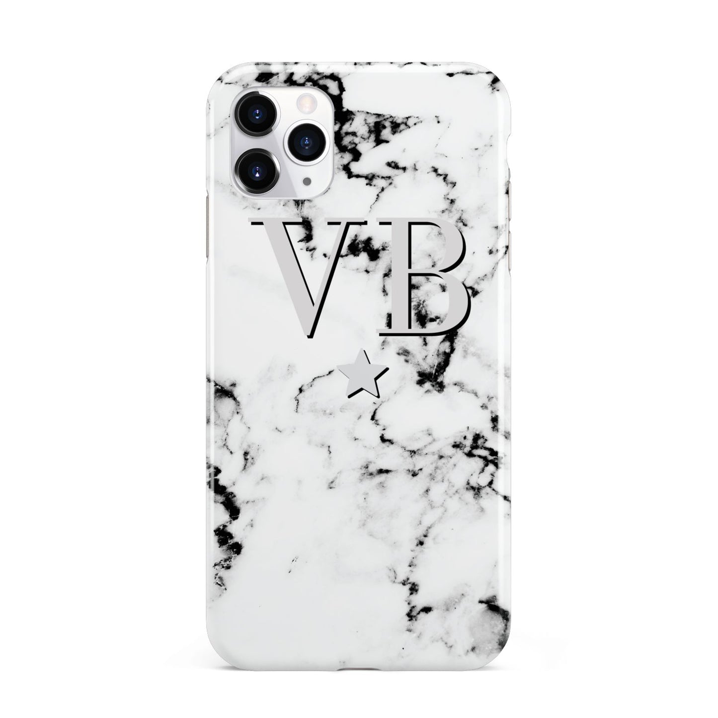 Personalised Star Marble Initialed Grey iPhone 11 Pro Max 3D Tough Case