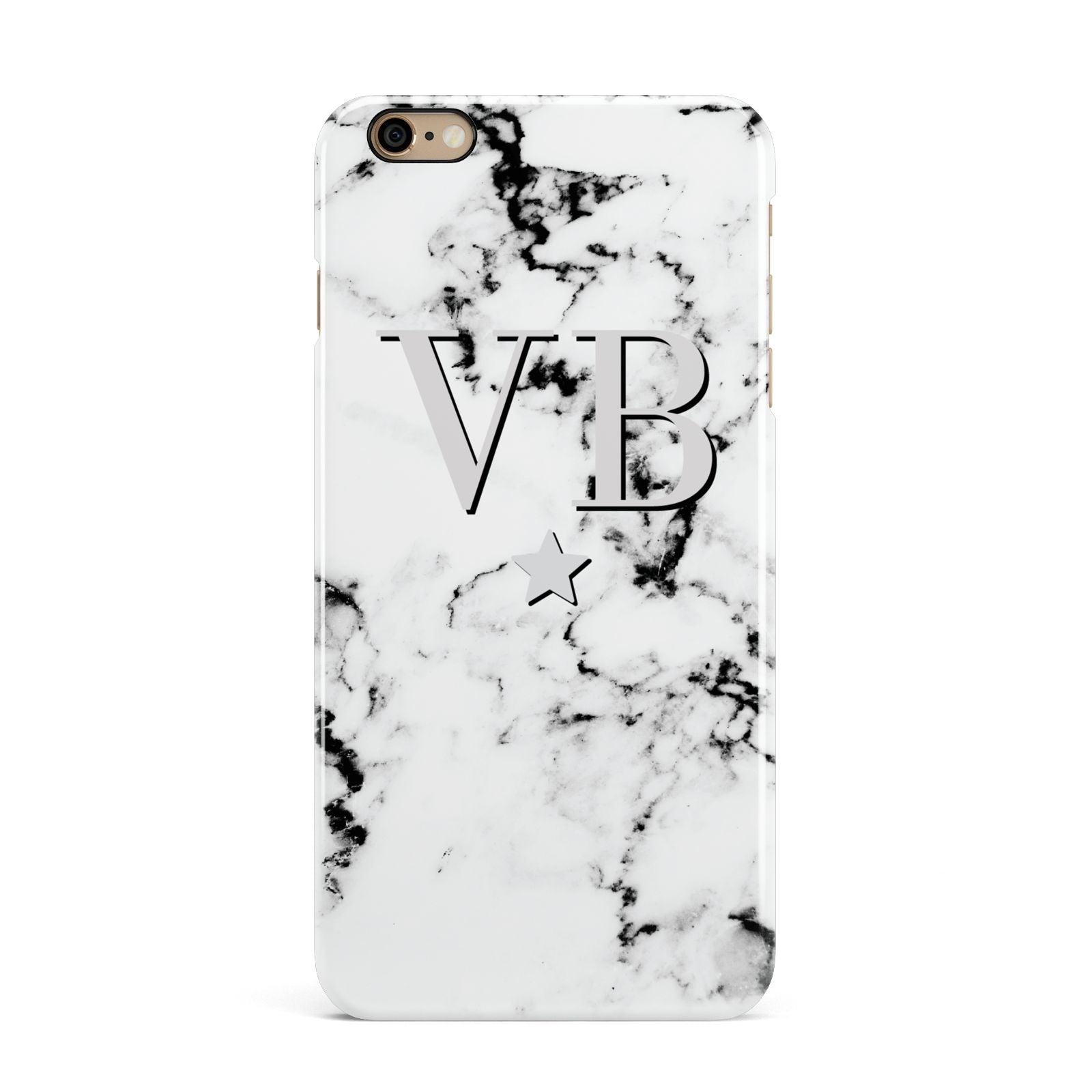 Personalised Star Marble Initialed Grey iPhone 6 Plus 3D Snap Case on Gold Phone