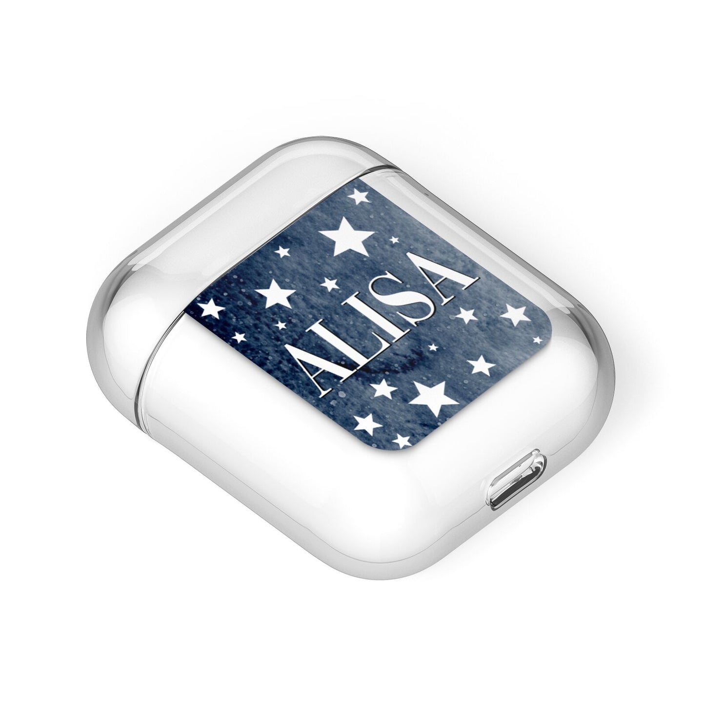 Personalised Star Print AirPods Case Laid Flat