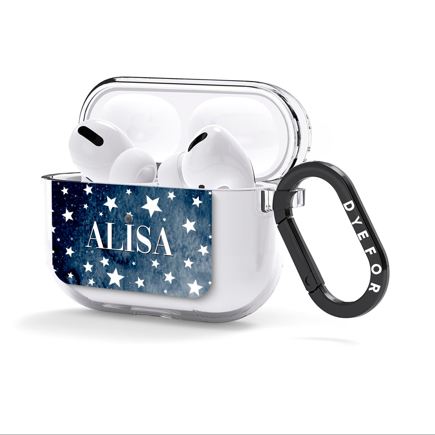 Personalised Star Print AirPods Clear Case 3rd Gen Side Image