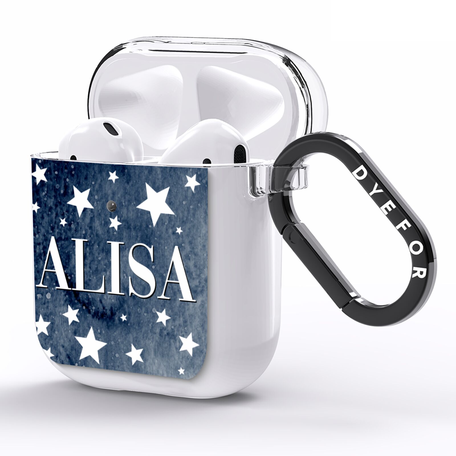 Personalised Star Print AirPods Clear Case Side Image