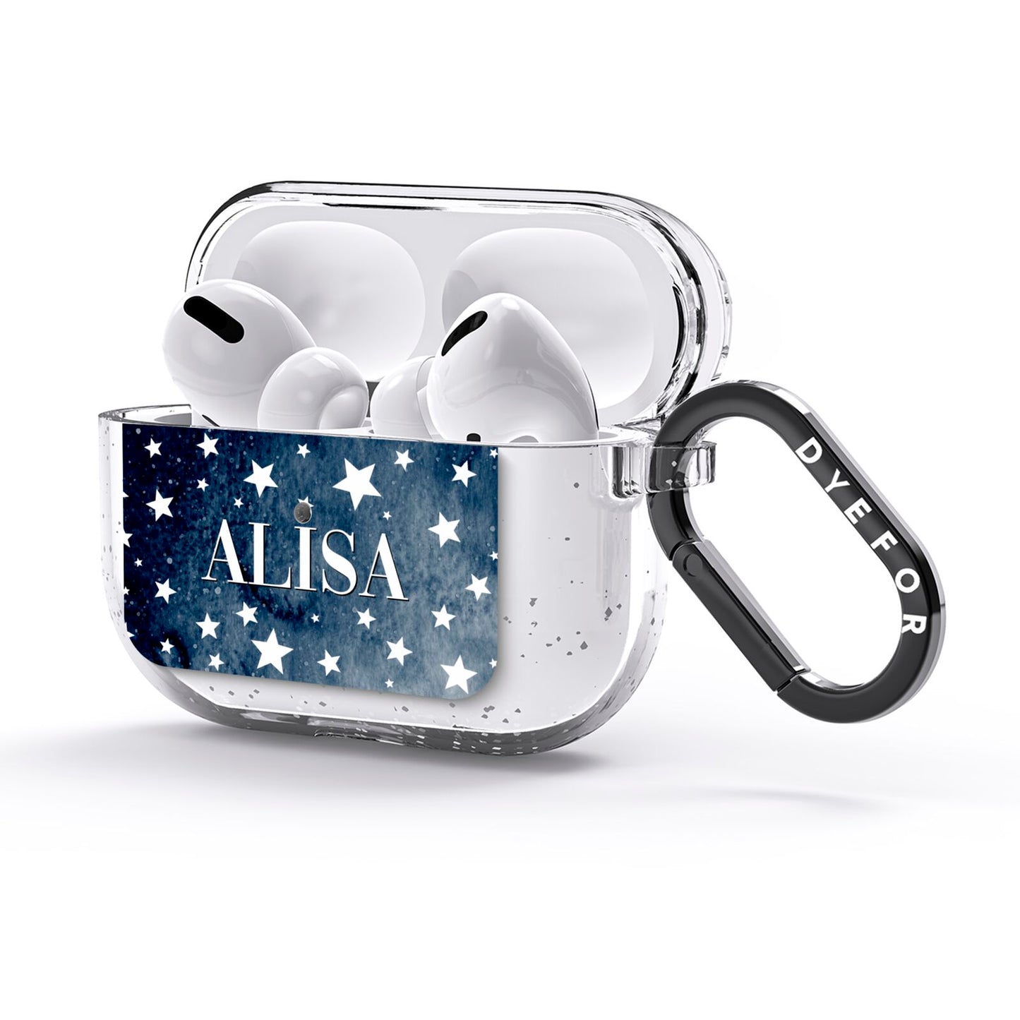 Personalised Star Print AirPods Glitter Case 3rd Gen Side Image