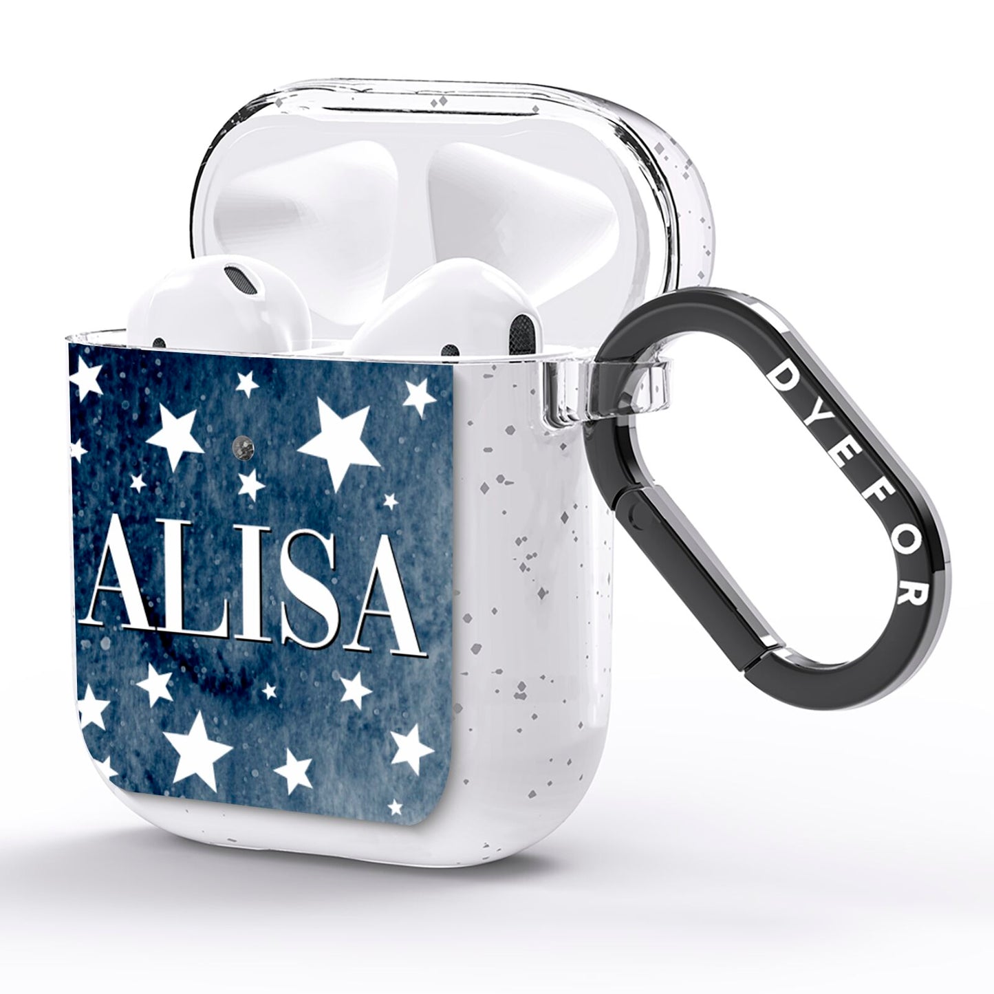 Personalised Star Print AirPods Glitter Case Side Image