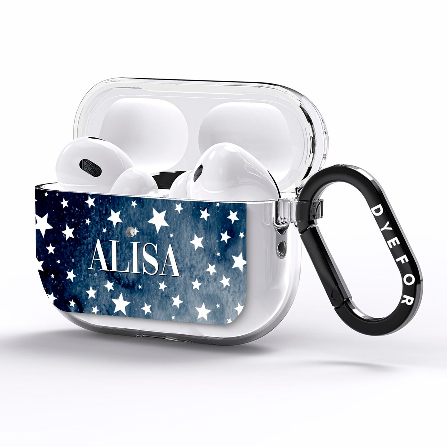 Personalised Star Print AirPods Pro Clear Case Side Image