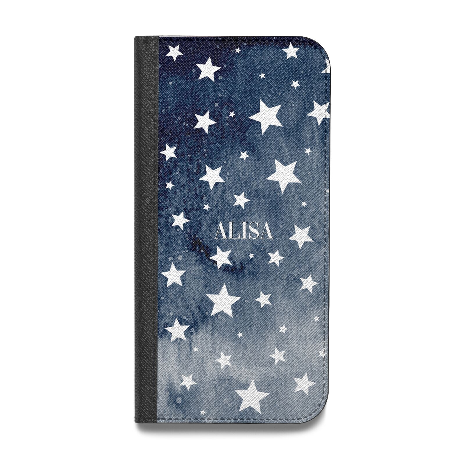 Personalised Star Print Vegan Leather Flip iPhone Case