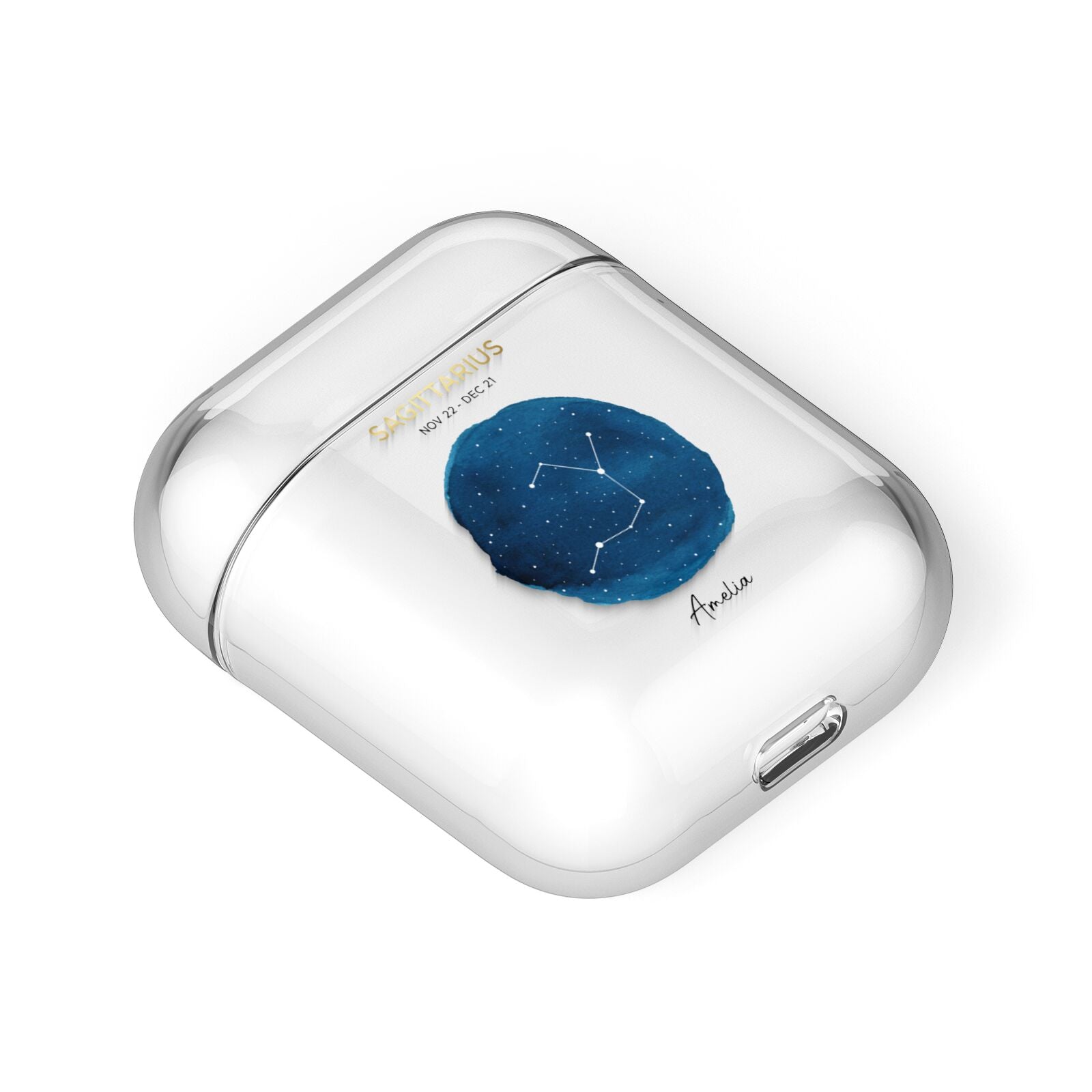 Personalised Star Sign AirPods Case Laid Flat