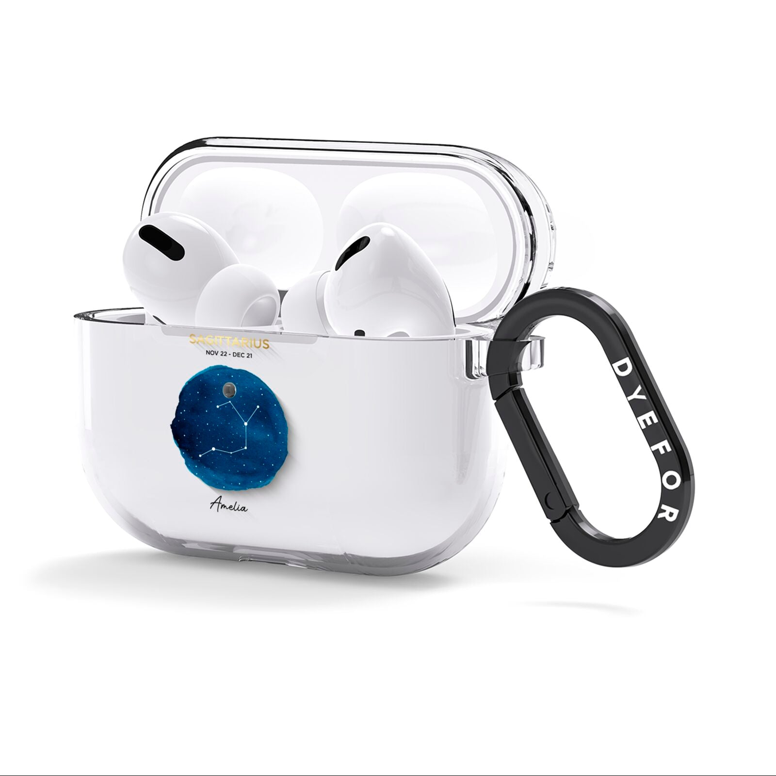 Personalised Star Sign AirPods Clear Case 3rd Gen Side Image